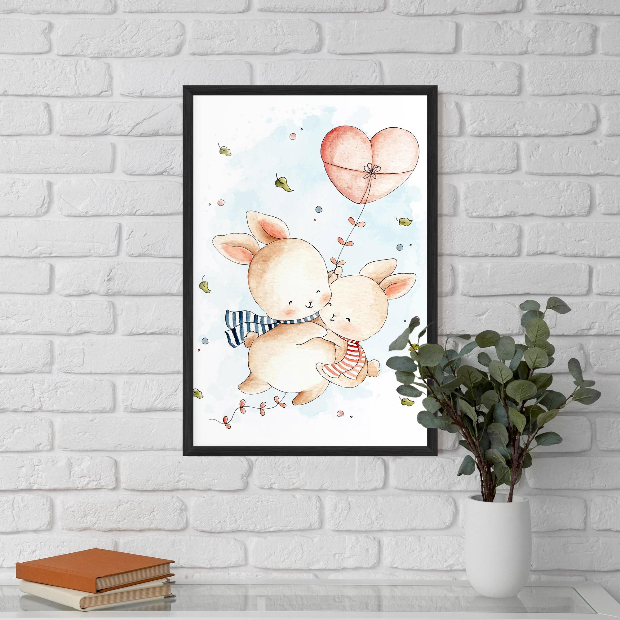 Poster Înrămat Cute Couple Rabbit mockup 5