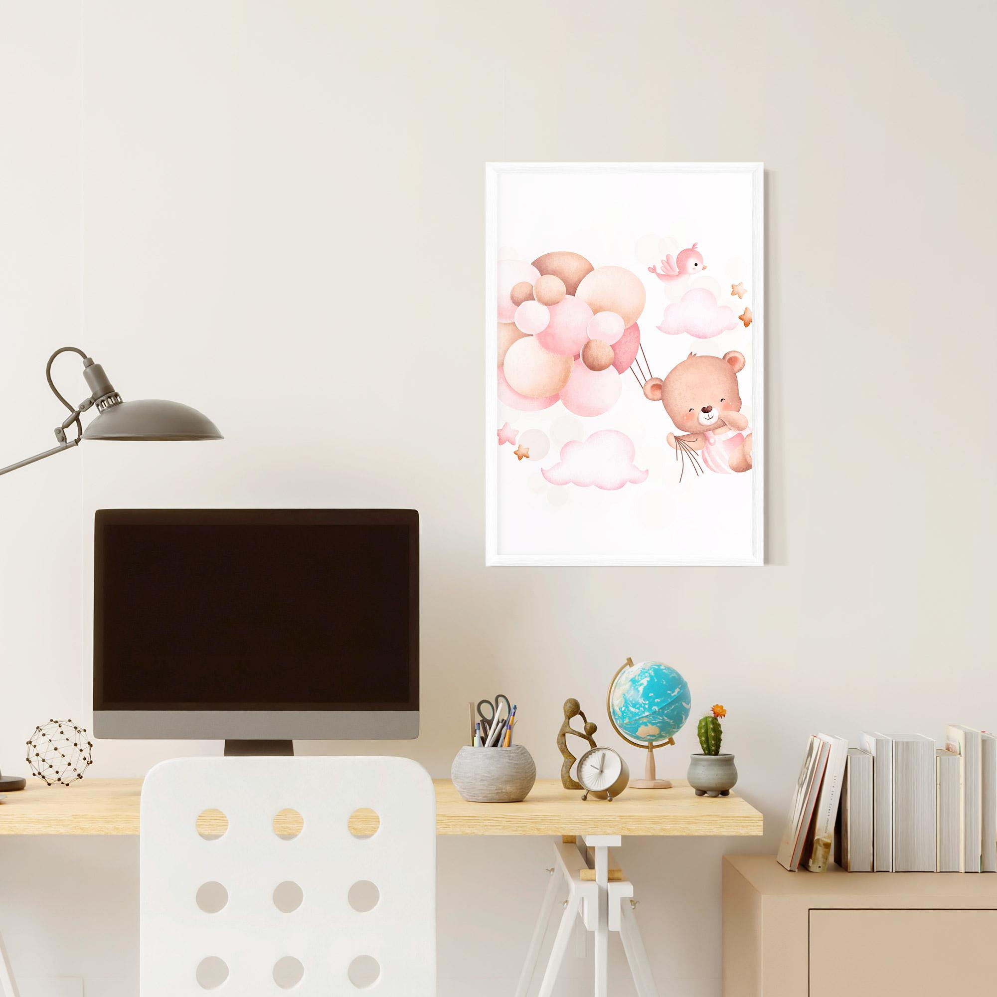 Poster Înrămat Pink Bear Balloons mockup 6