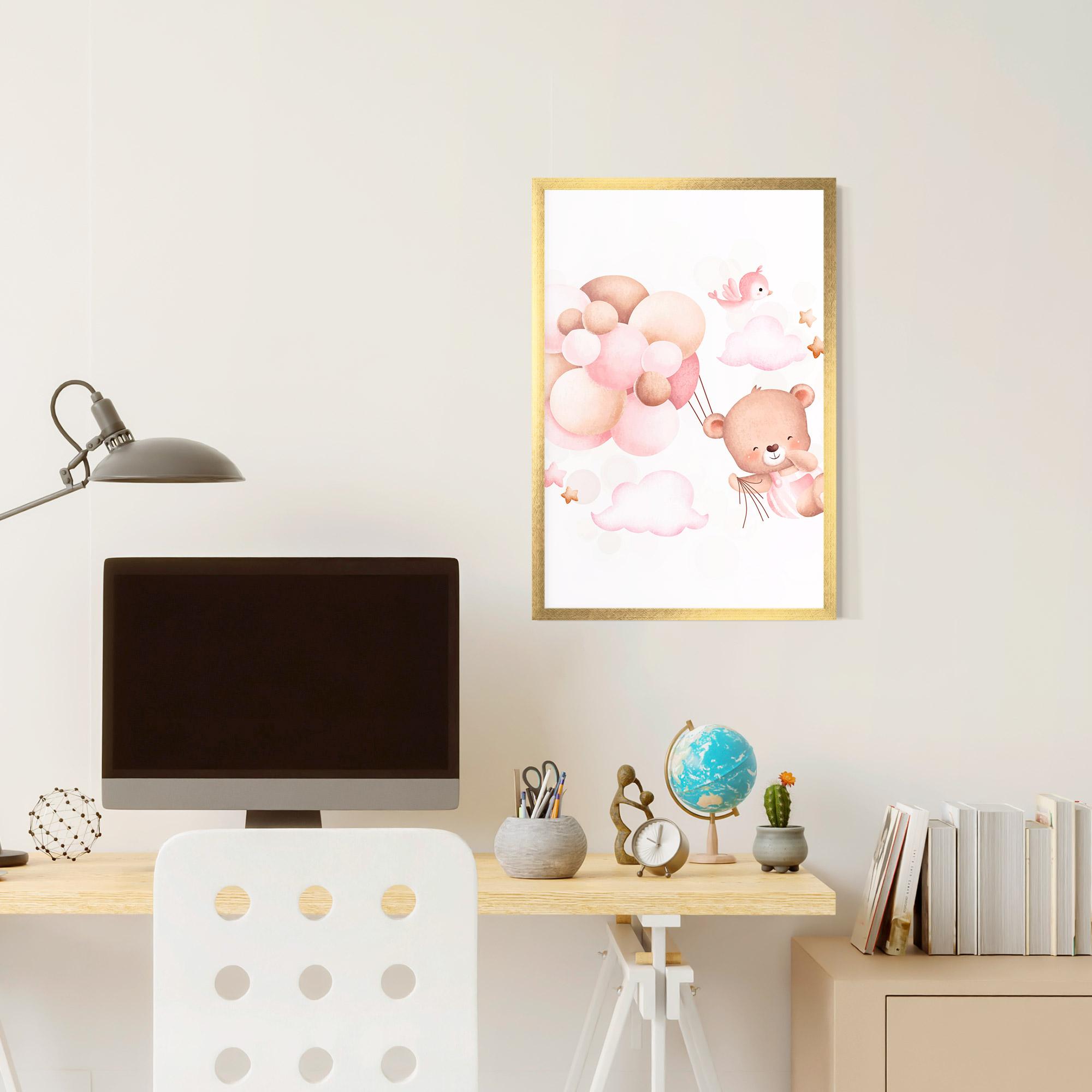 Poster Înrămat Pink Bear Balloons mockup 6