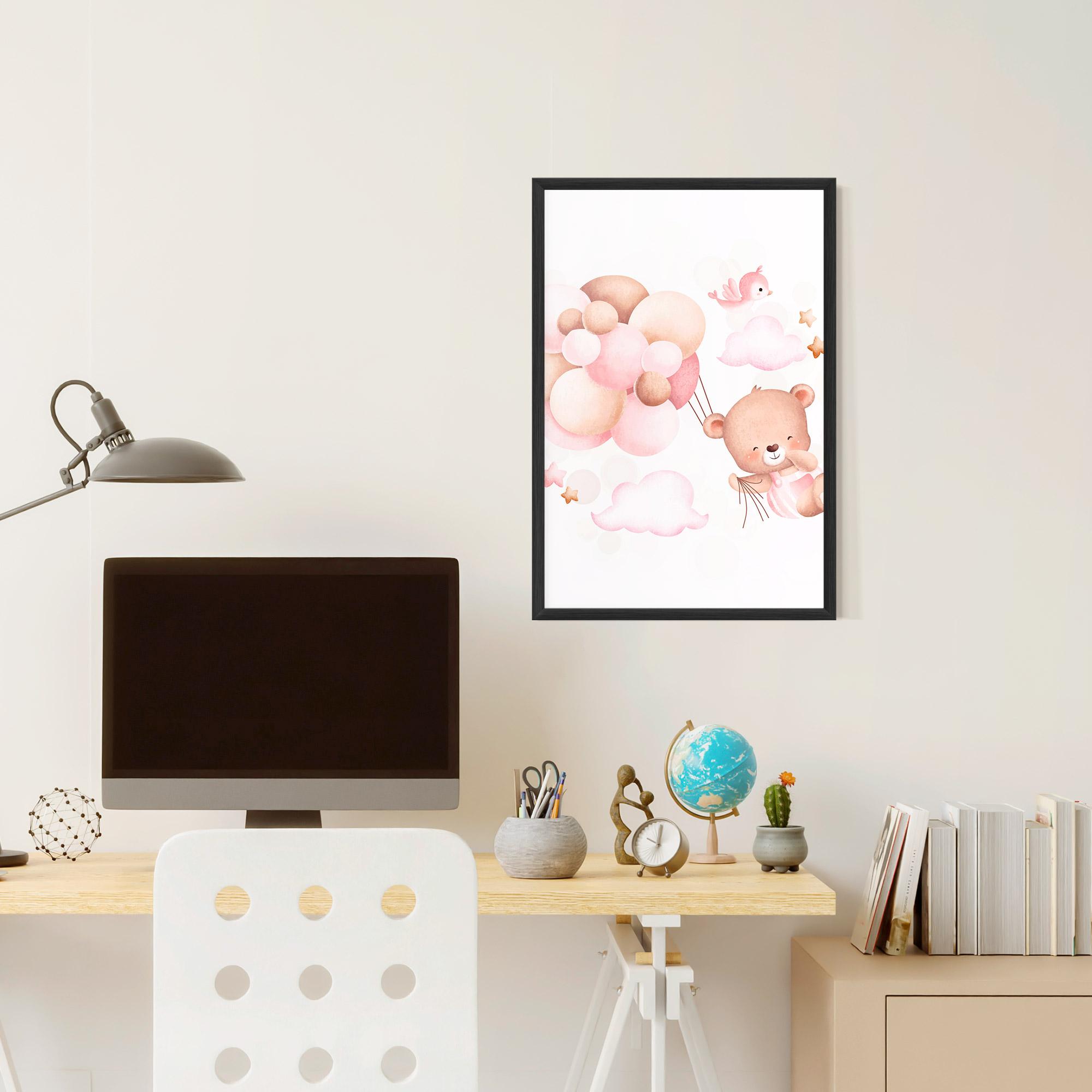 Poster Înrămat Pink Bear Balloons mockup 6