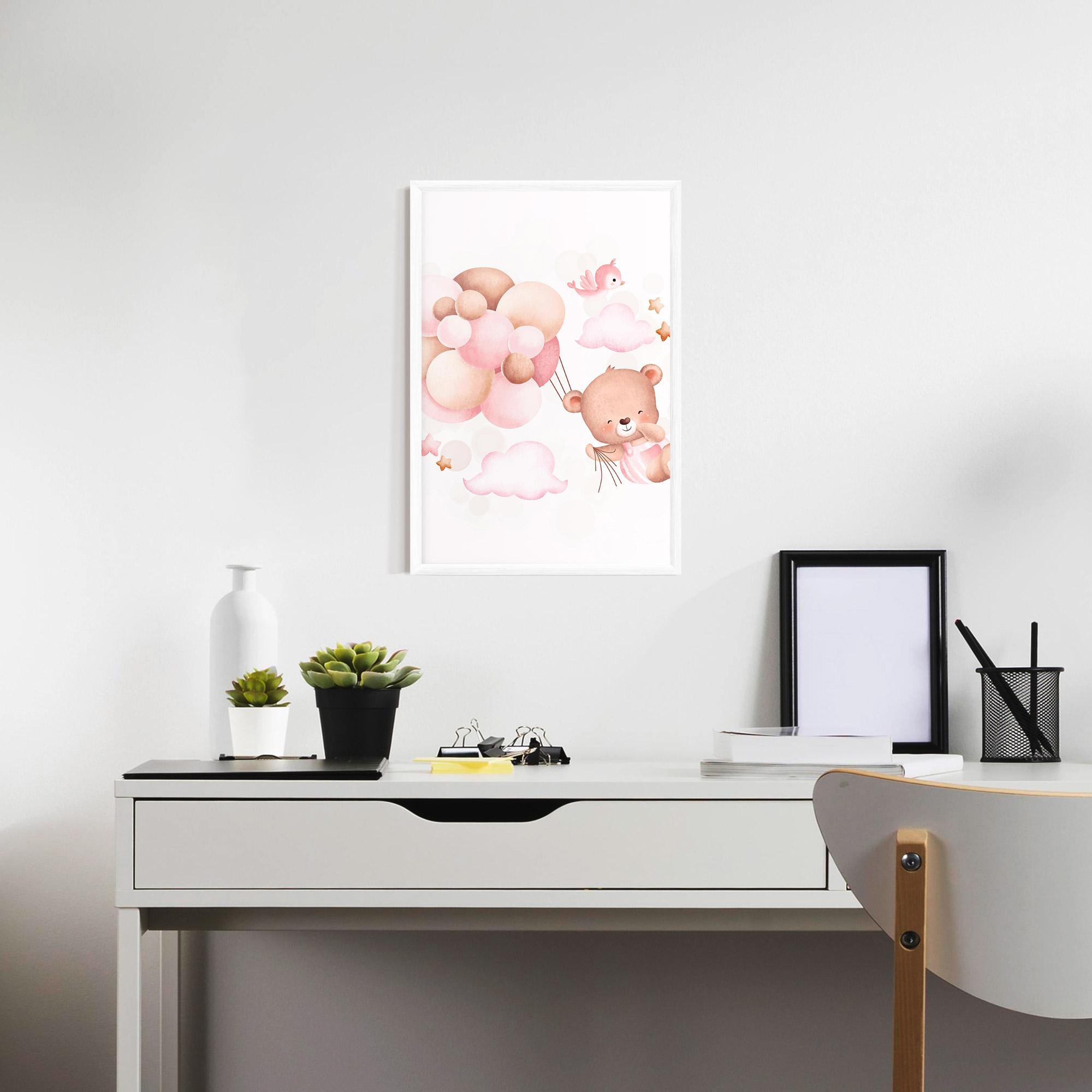 Poster Înrămat Pink Bear Balloons mockup 7