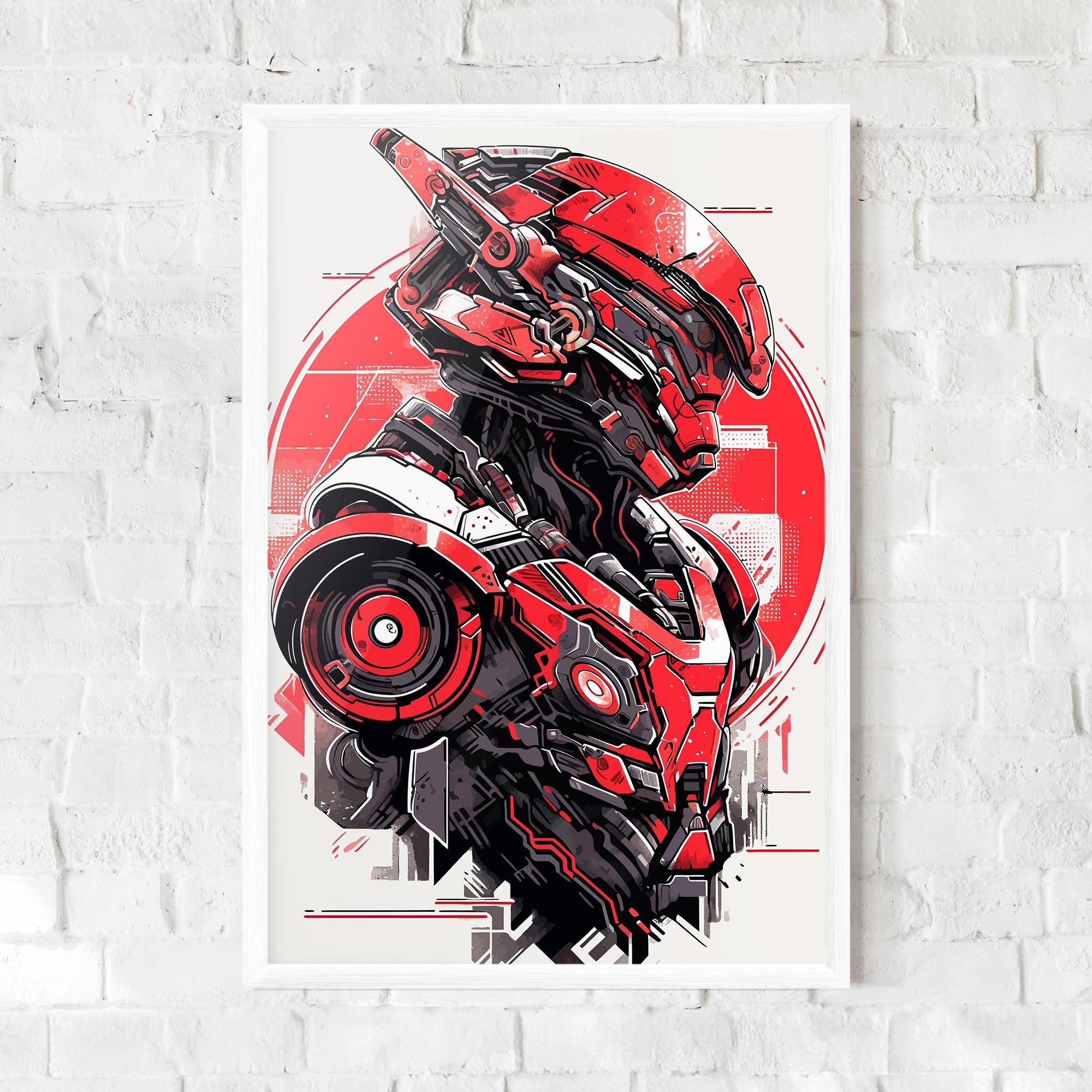Poster Înrămat Grey Red Robot mockup 0