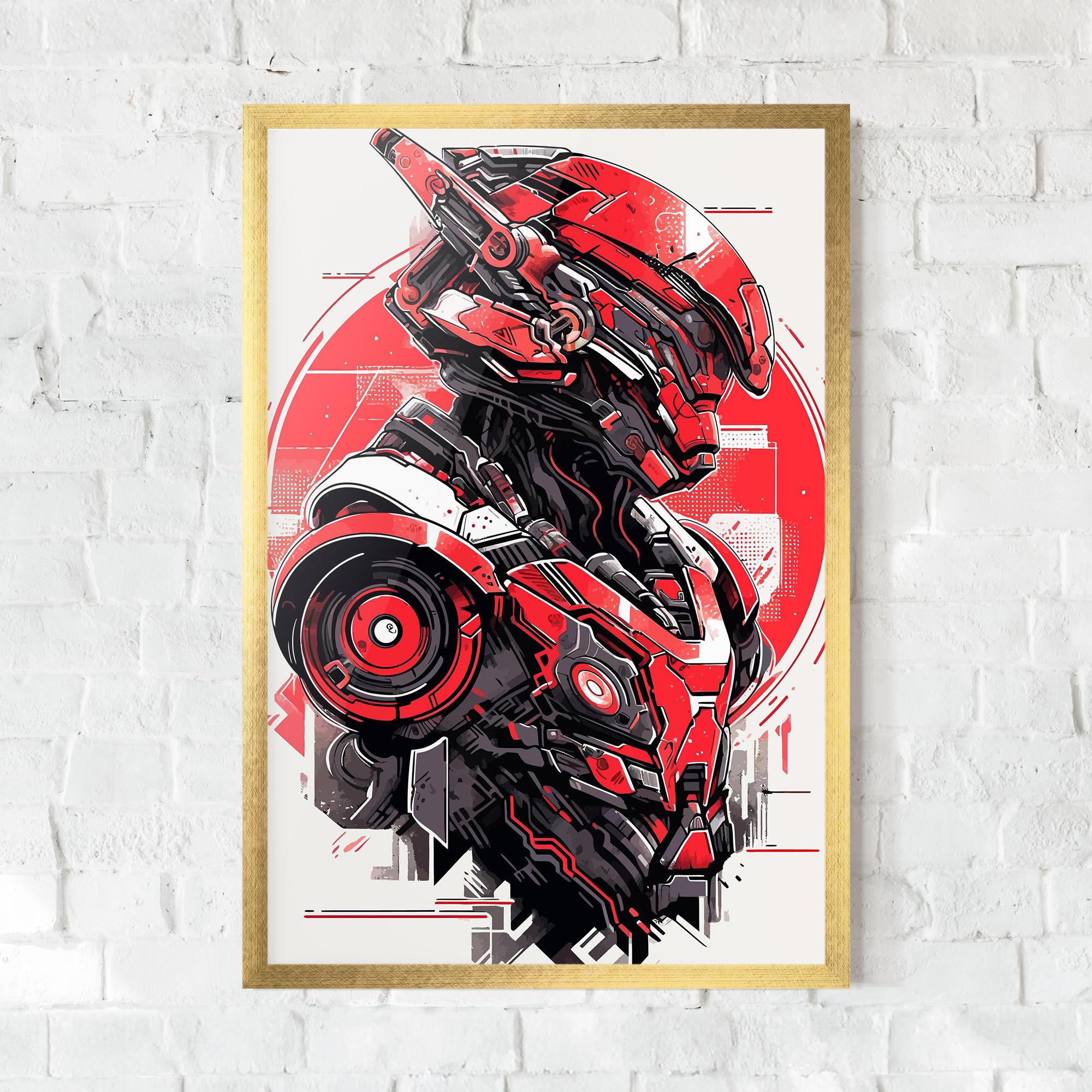 Poster Înrămat Grey Red Robot mockup 0
