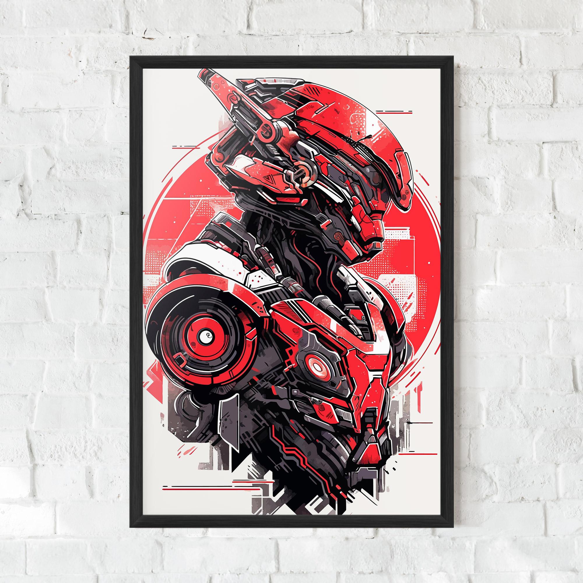 Poster Înrămat Grey Red Robot mockup 0