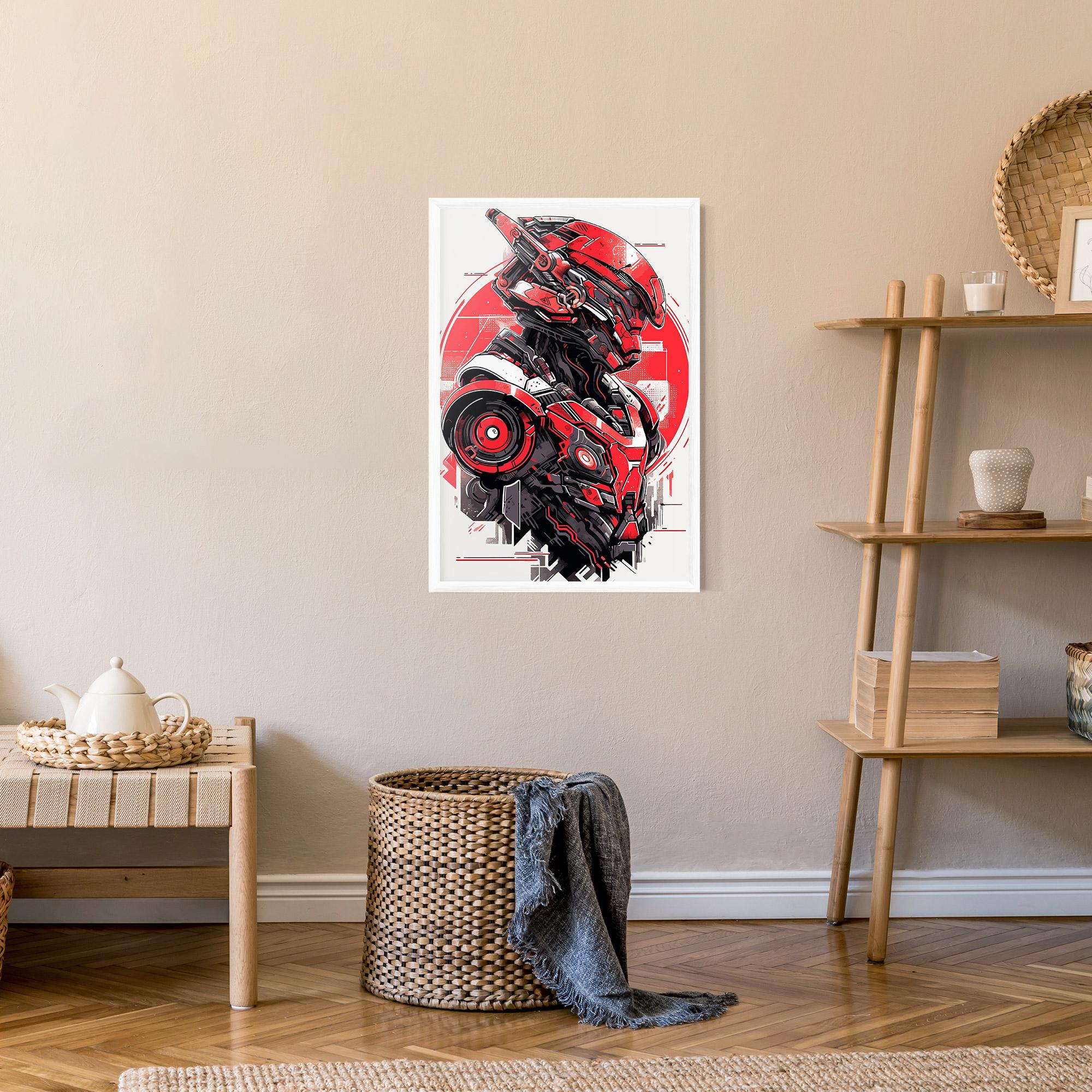 Poster Înrămat Grey Red Robot mockup 9