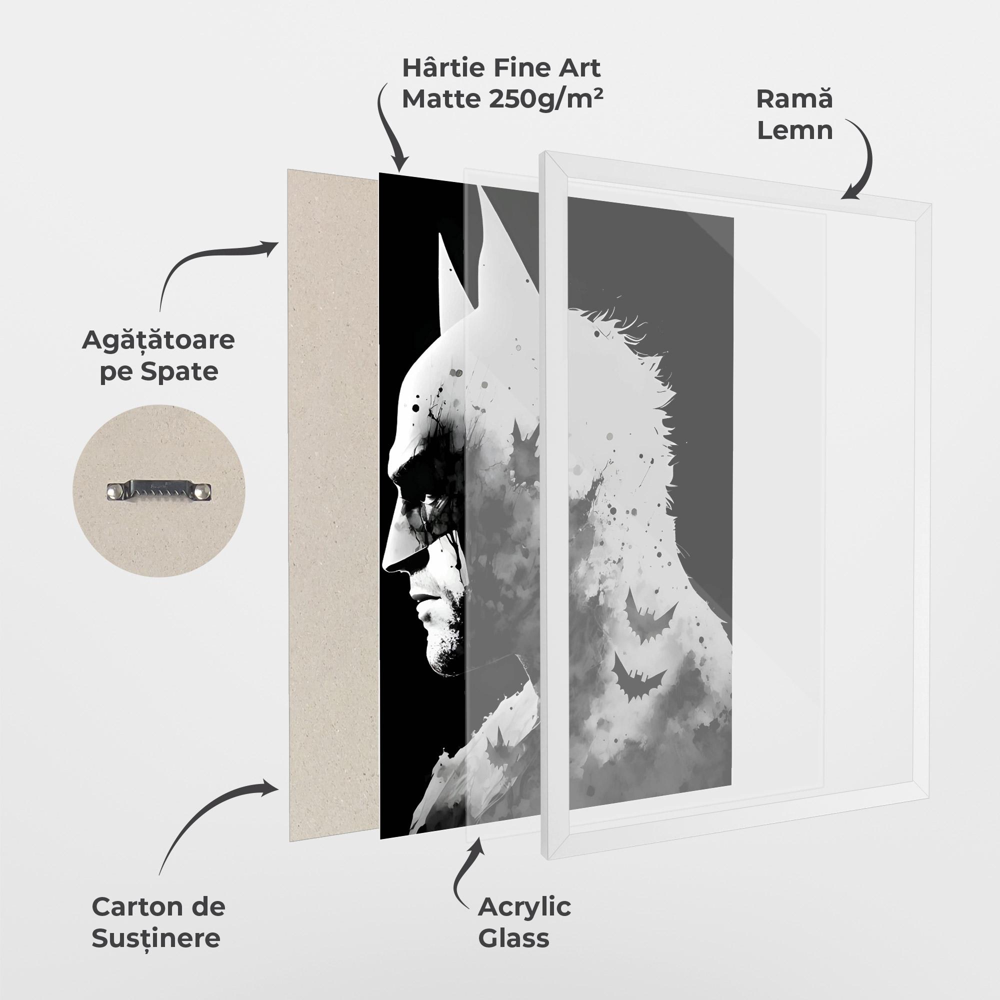 Poster Înrămat Black White Batman mockup 1