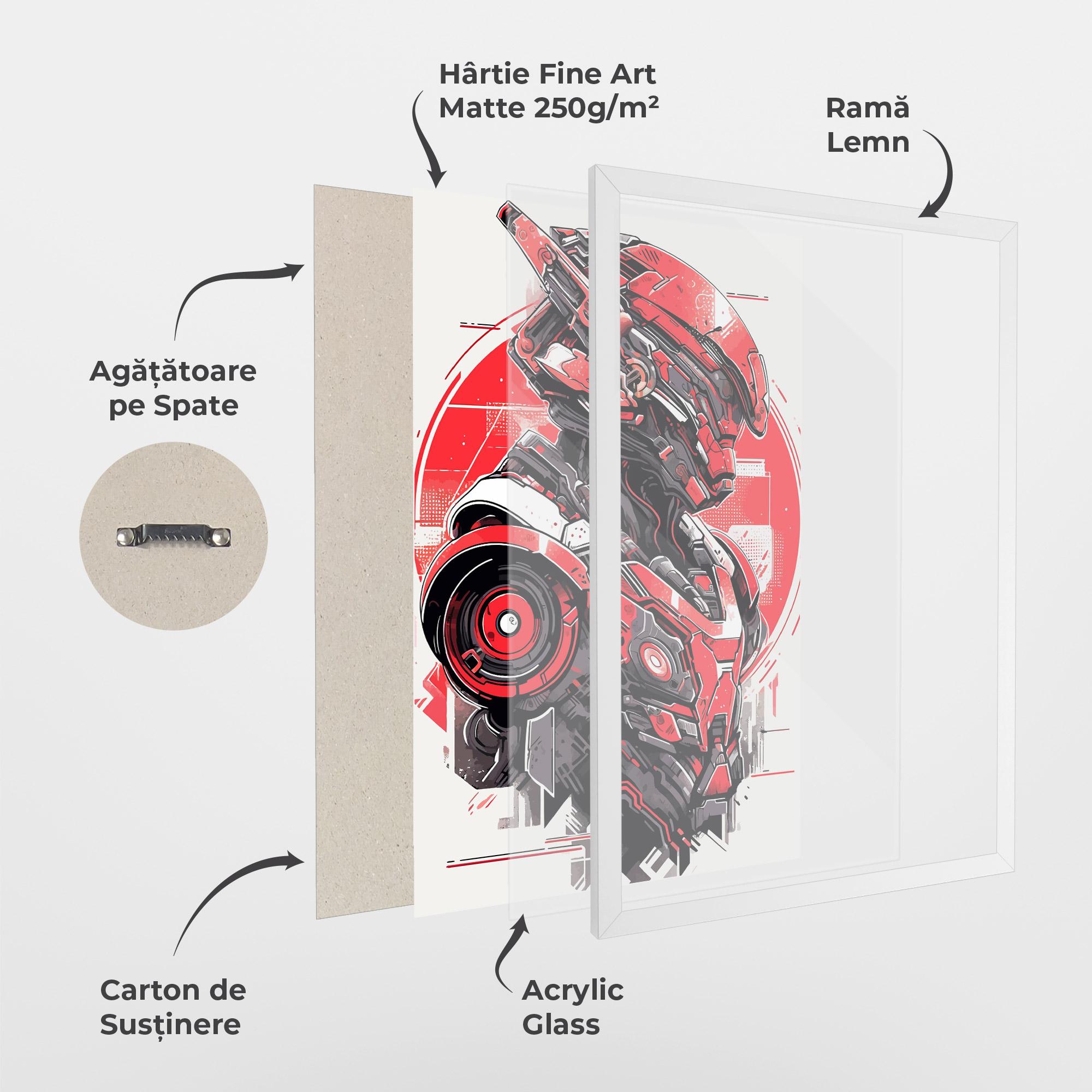 Poster Înrămat Grey Red Robot mockup 1