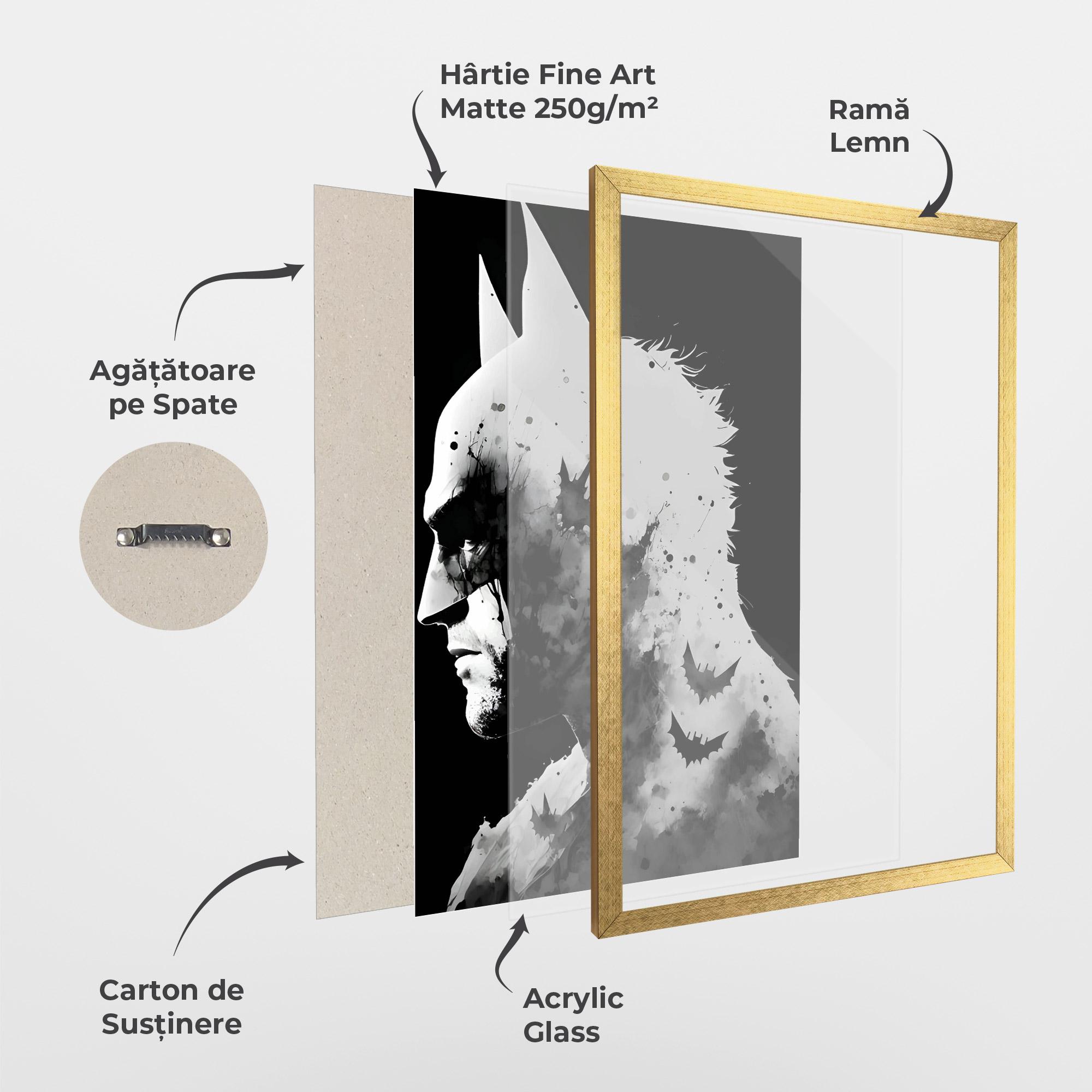 Poster Înrămat Black White Batman mockup 1