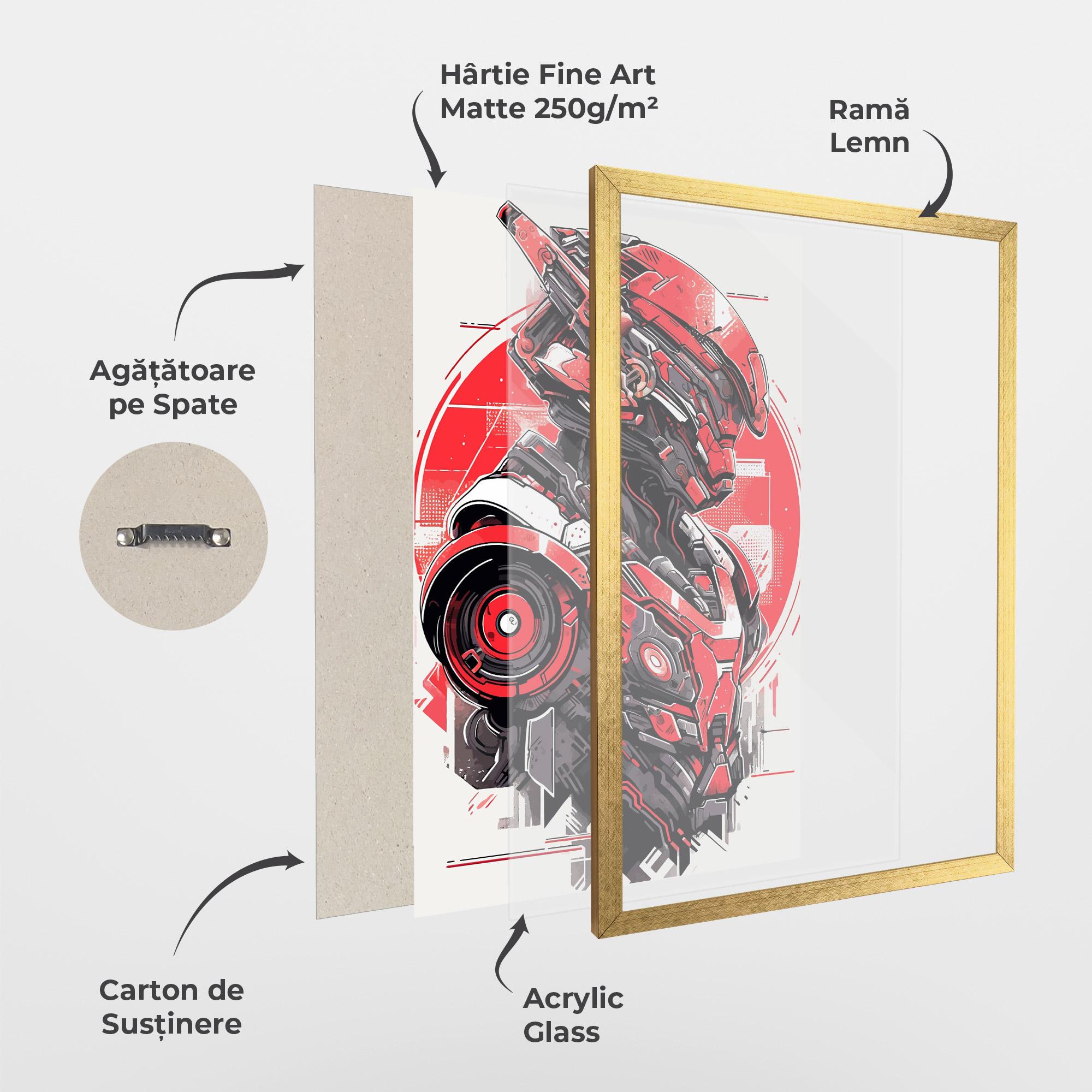 Poster Înrămat Grey Red Robot mockup 1