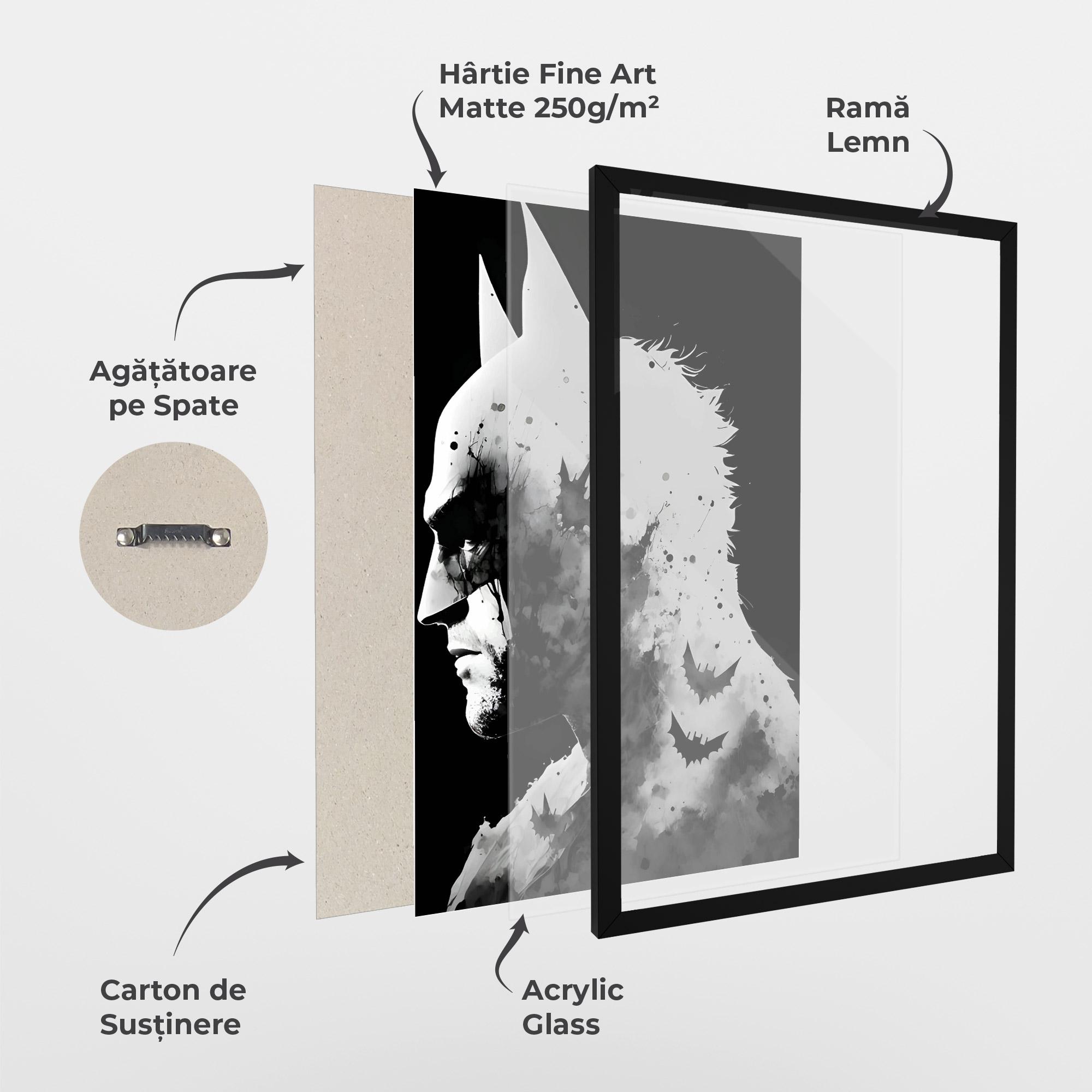Poster Înrămat Black White Batman mockup 1