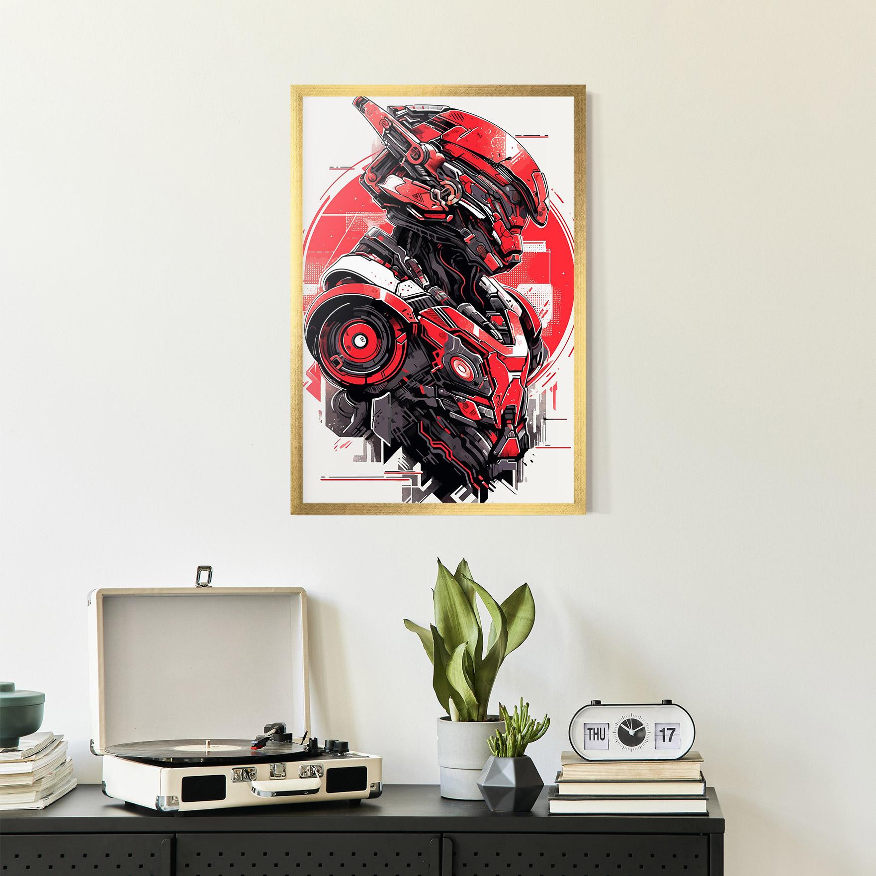 Poster Înrămat Grey Red Robot mockup 2