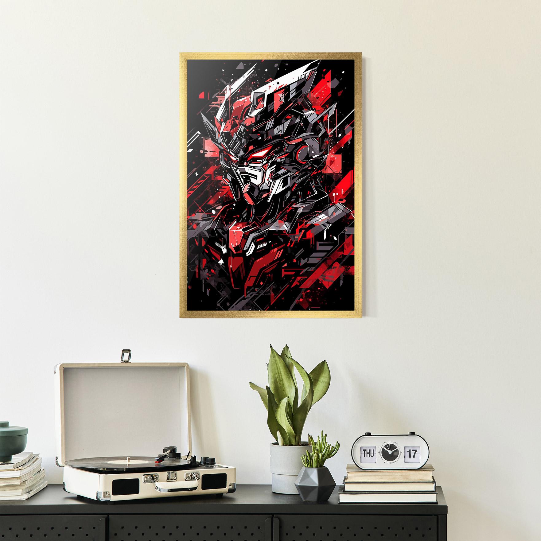 Poster Înrămat Red Grey Robot mockup 2