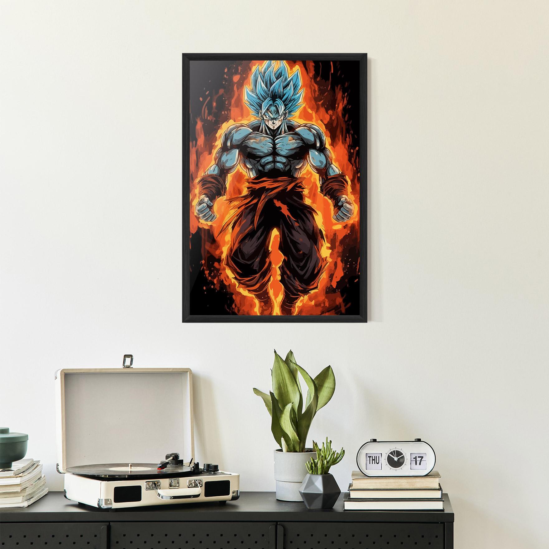 Poster Înrămat Goku On Fire mockup 2
