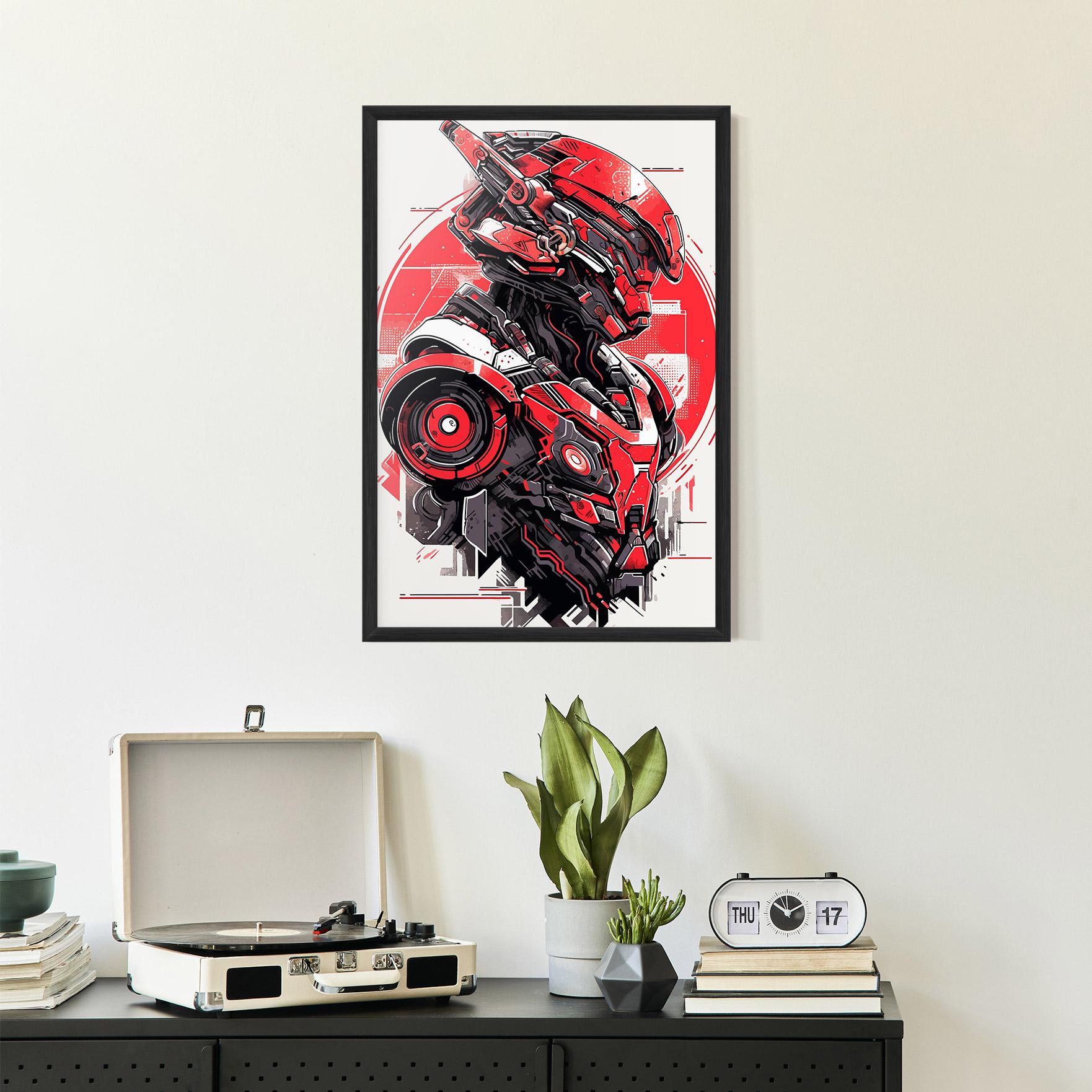 Poster Înrămat Grey Red Robot mockup 2