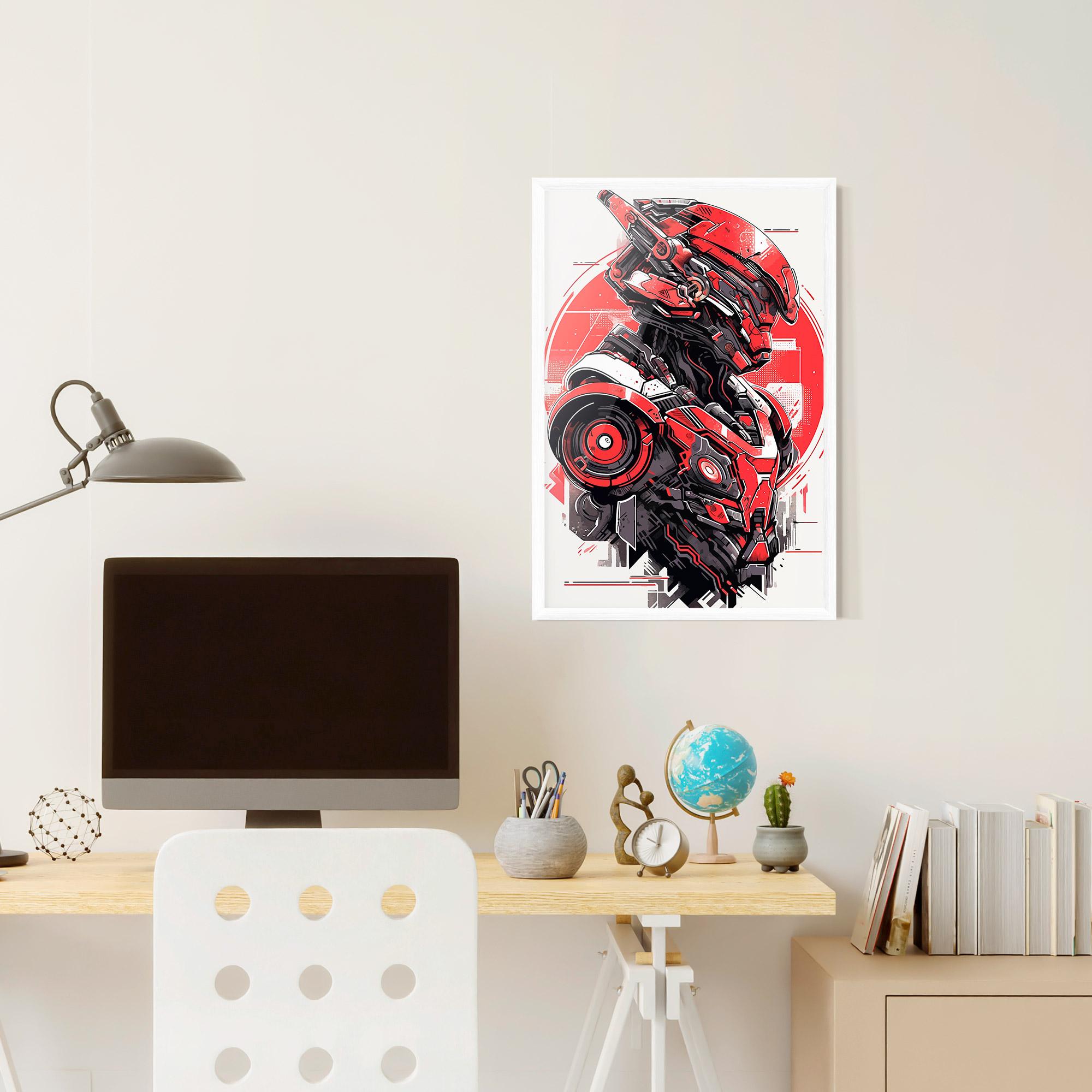 Poster Înrămat Grey Red Robot mockup 6