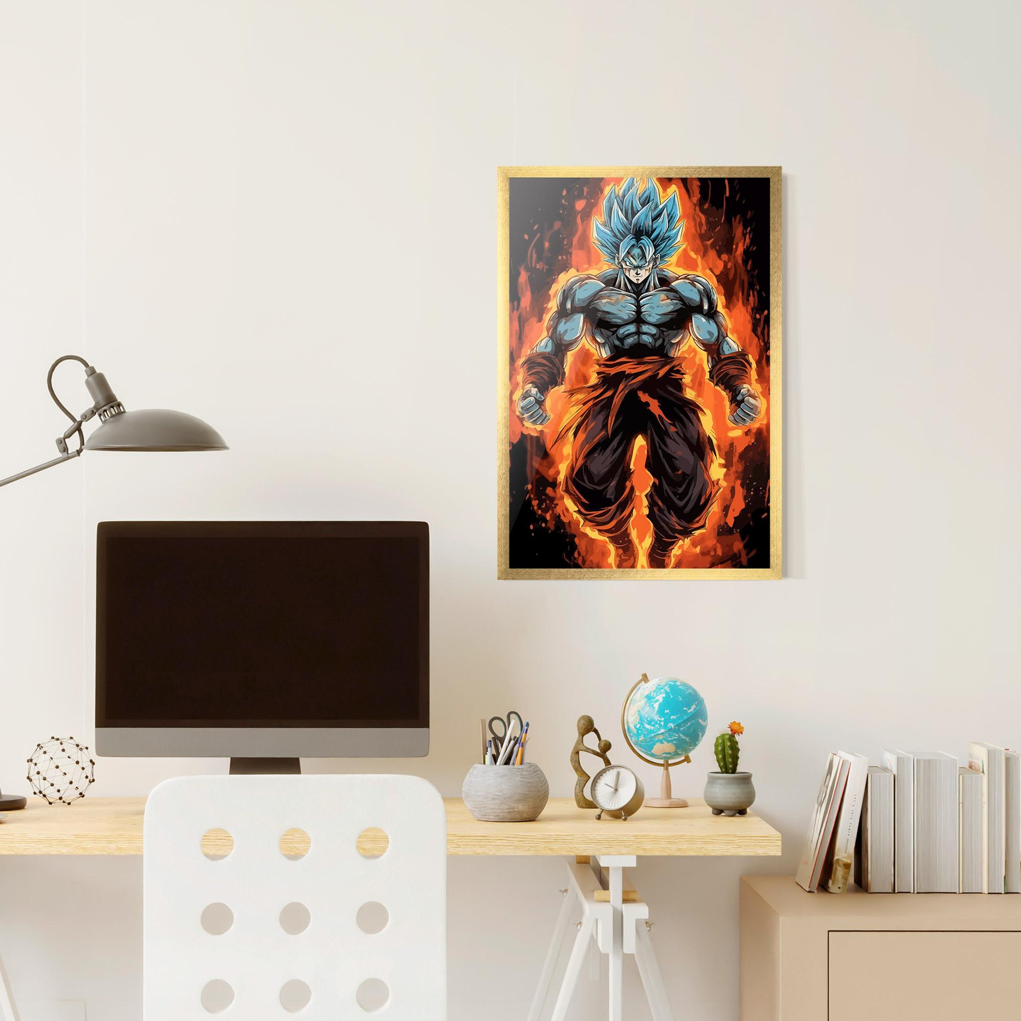 Poster Înrămat Goku On Fire mockup 6