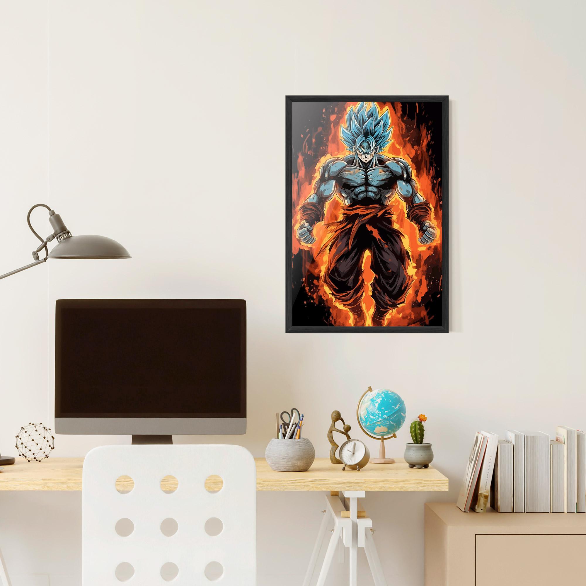 Poster Înrămat Goku On Fire mockup 6