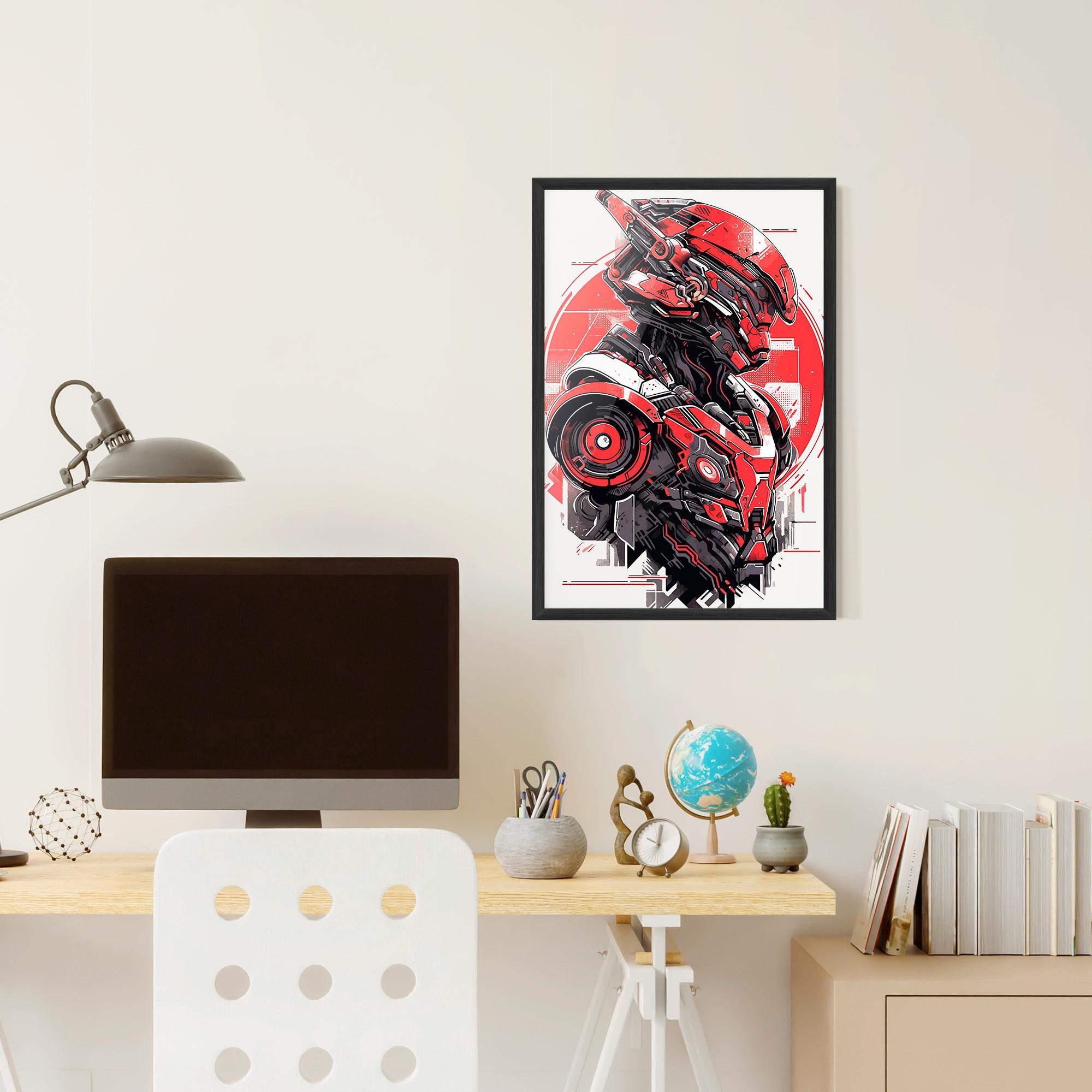 Poster Înrămat Grey Red Robot mockup 6