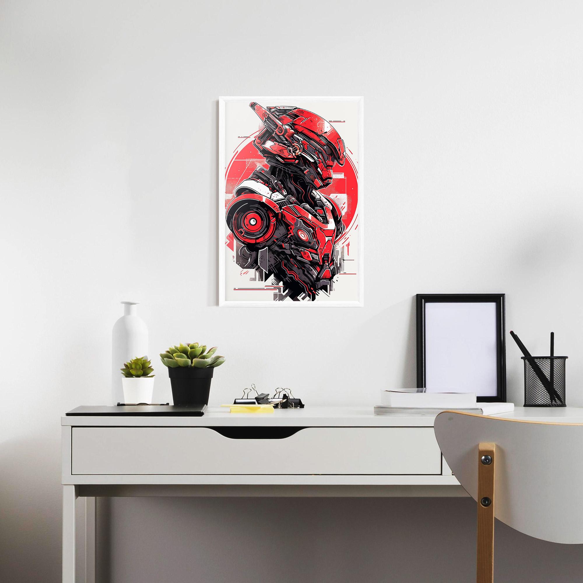 Poster Înrămat Grey Red Robot mockup 7