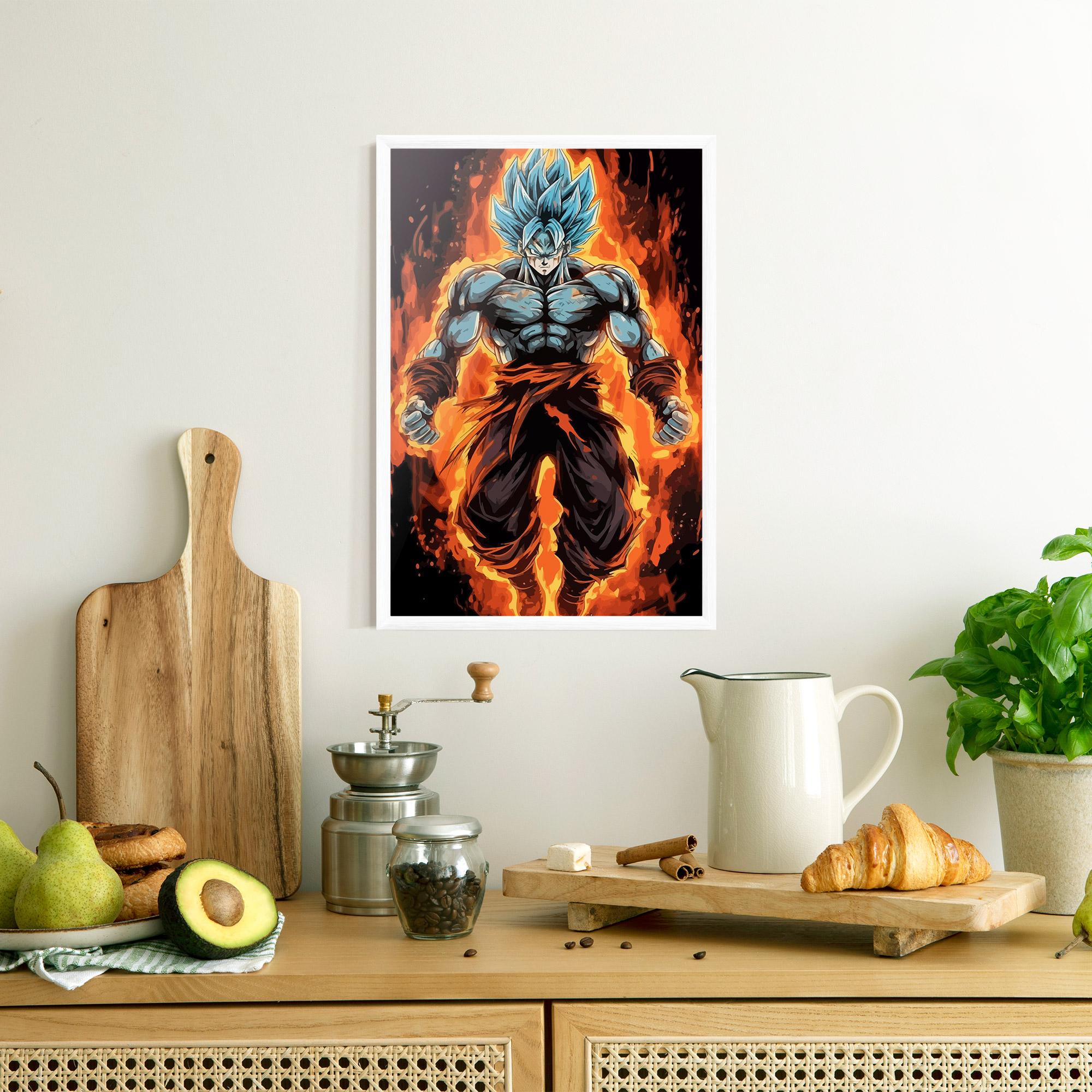 Poster Înrămat Goku On Fire mockup 8