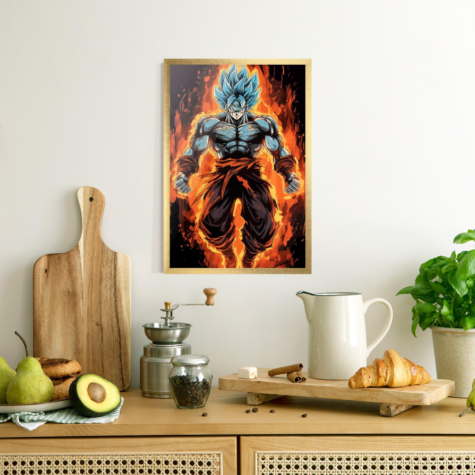 Poster Înrămat Goku On Fire mockup 8