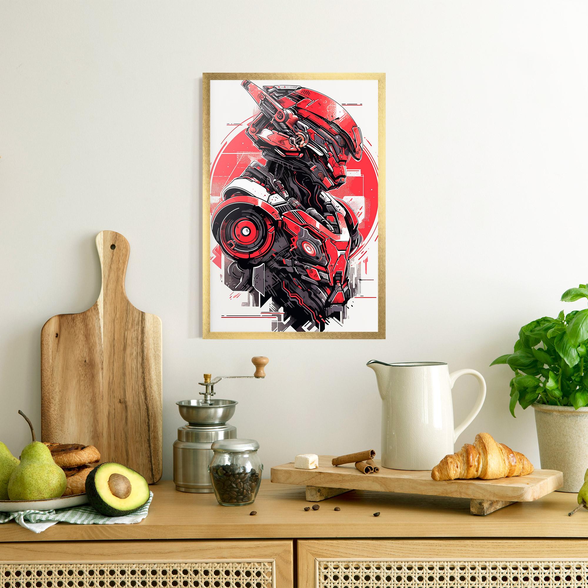 Poster Înrămat Grey Red Robot mockup 8
