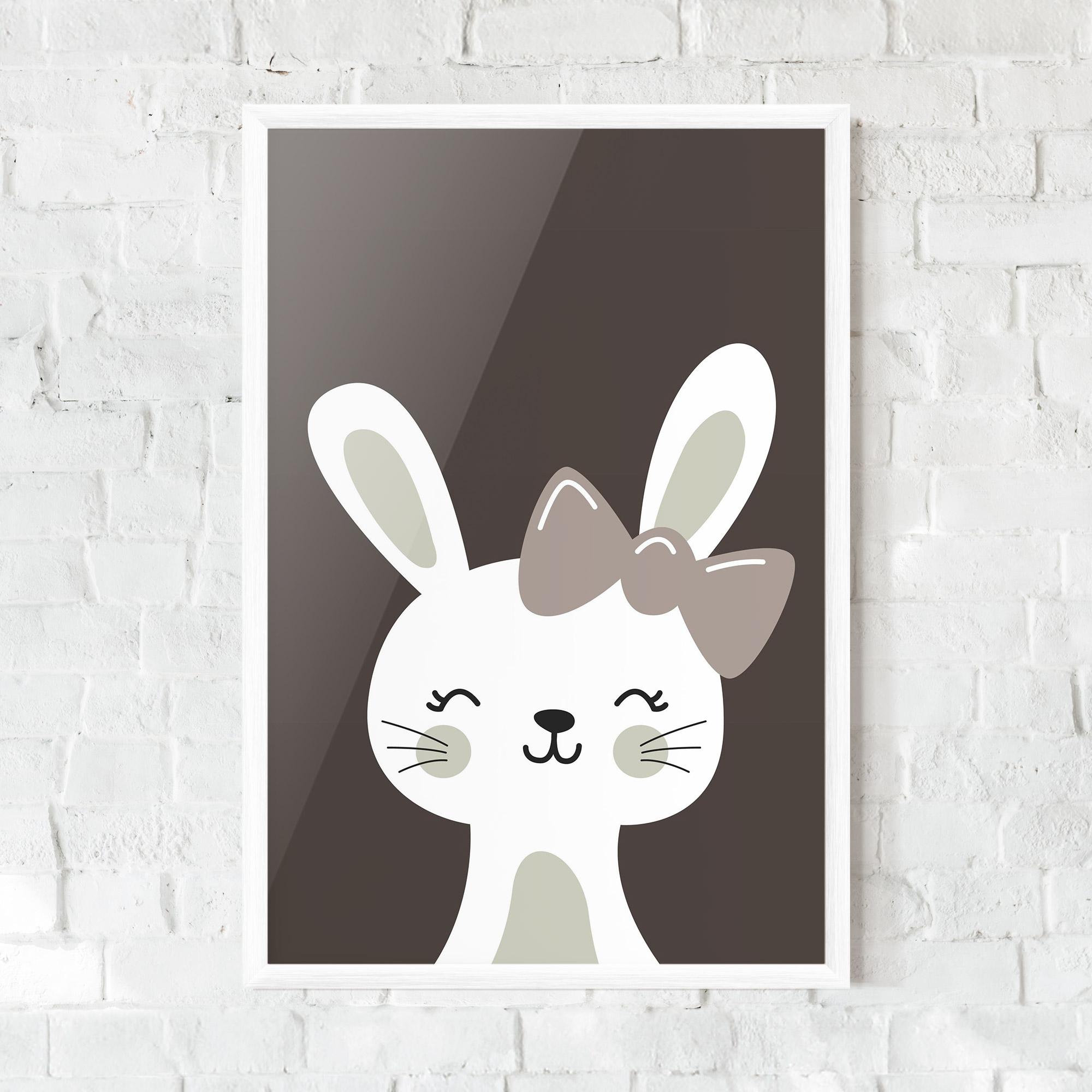 Poster Înrămat Cream Bow Bunny mockup 0
