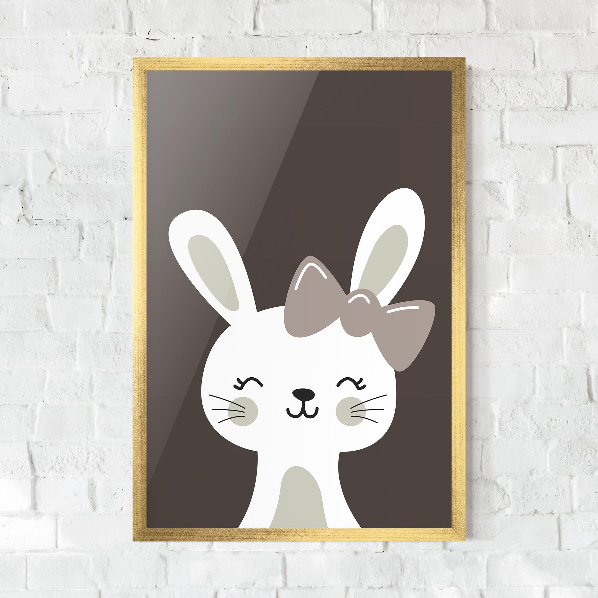 Poster Înrămat Cream Bow Bunny mockup 0