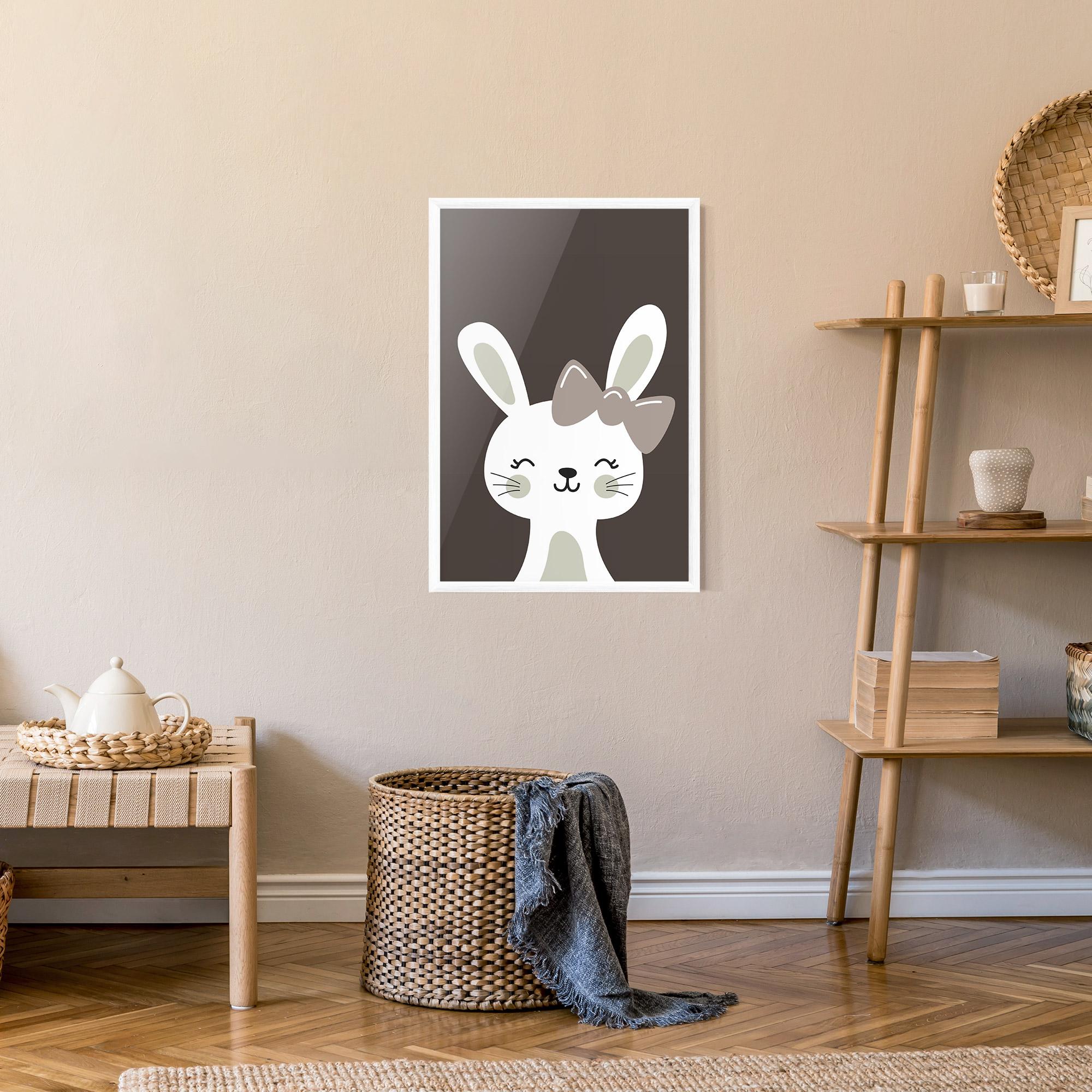 Poster Înrămat Cream Bow Bunny mockup 9
