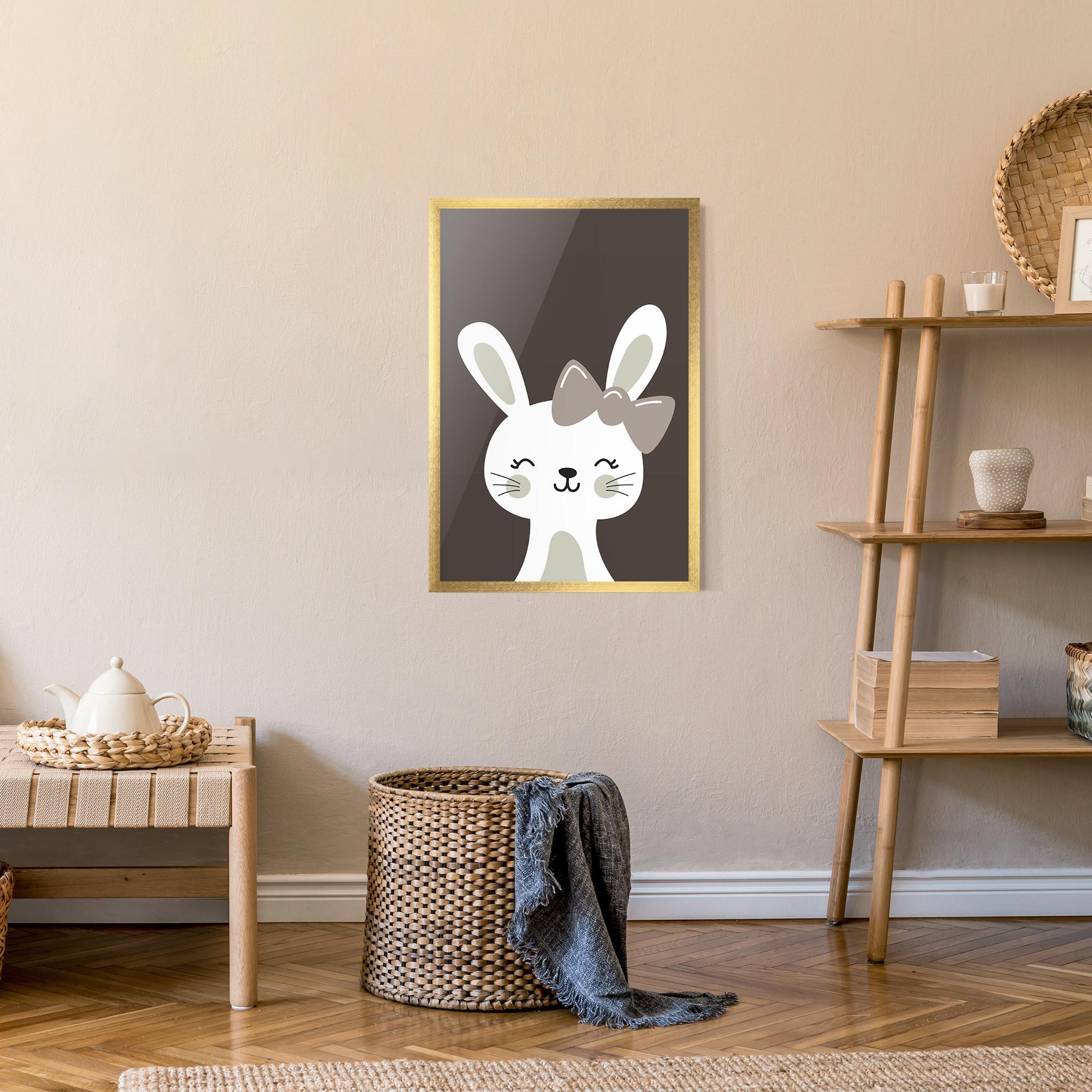 Poster Înrămat Cream Bow Bunny mockup 9
