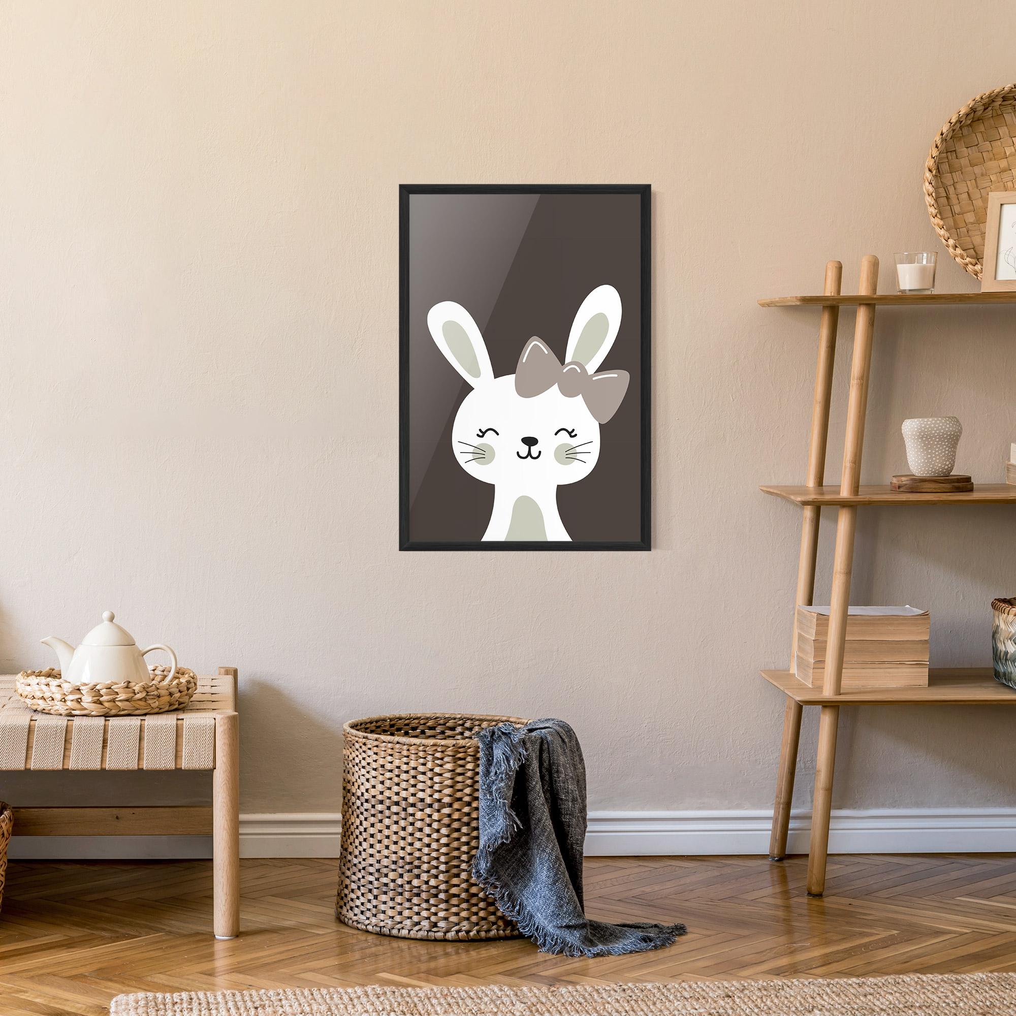Poster Înrămat Cream Bow Bunny mockup 9