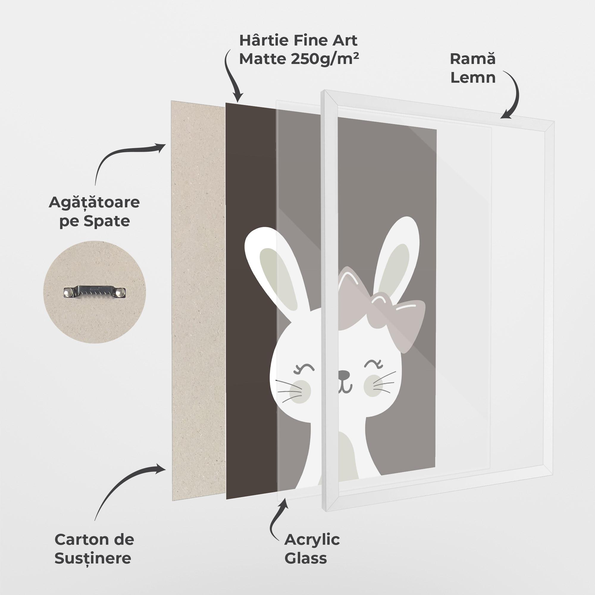 Poster Înrămat Cream Bow Bunny mockup 1