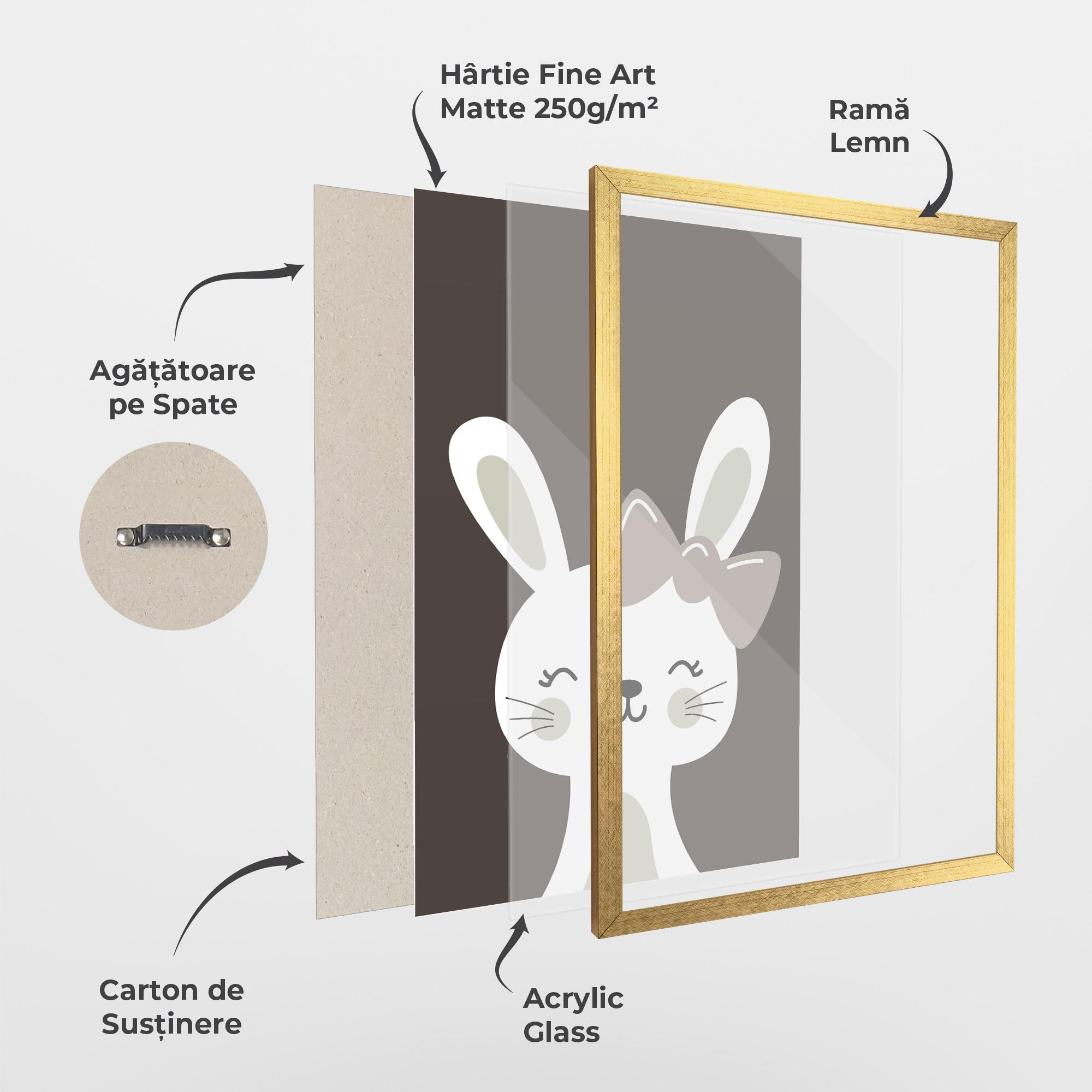 Poster Înrămat Cream Bow Bunny mockup 1