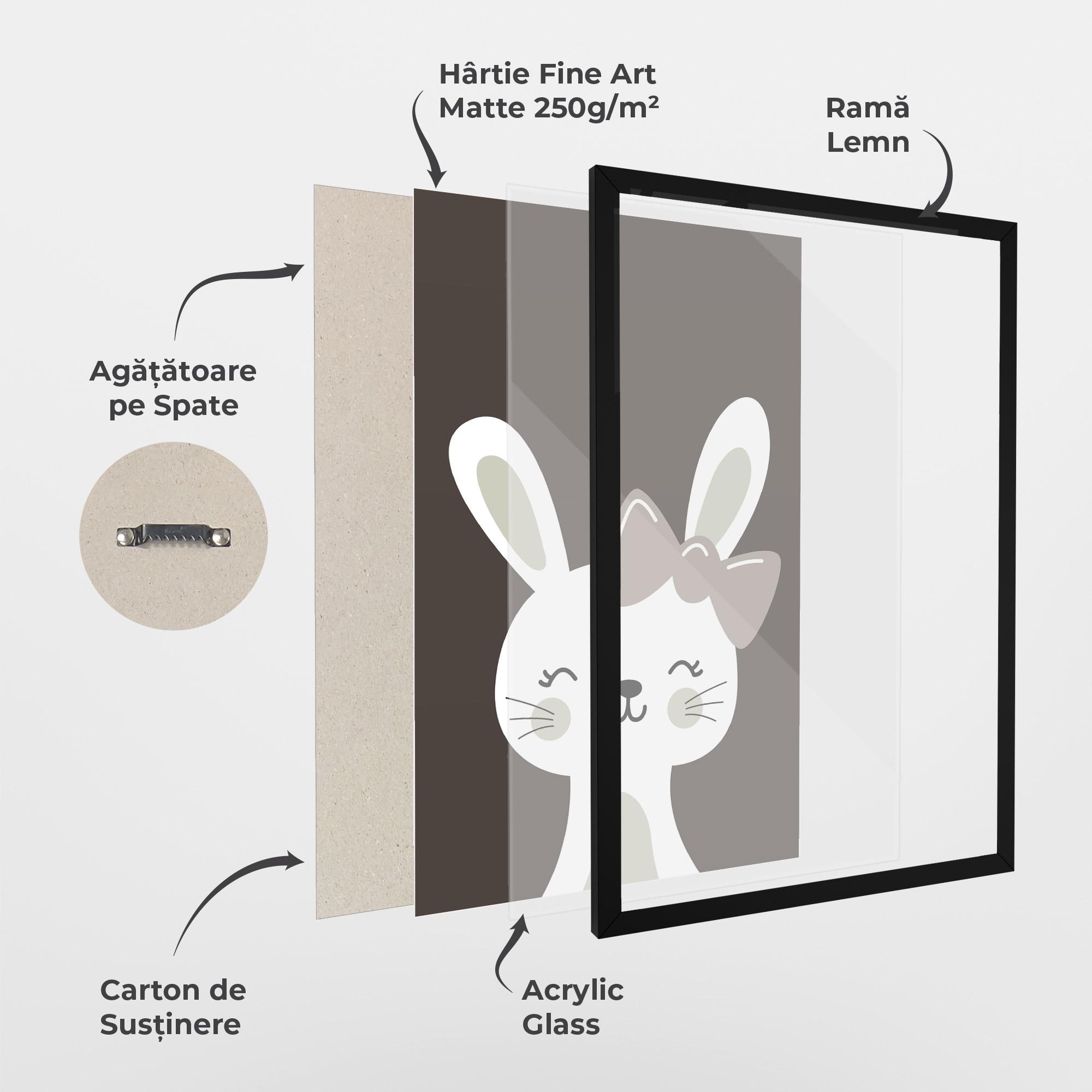 Poster Înrămat Cream Bow Bunny mockup 1