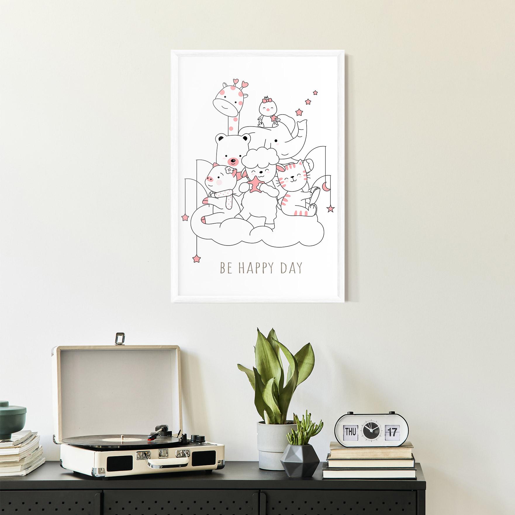 Poster Înrămat Be Happy Day mockup 2