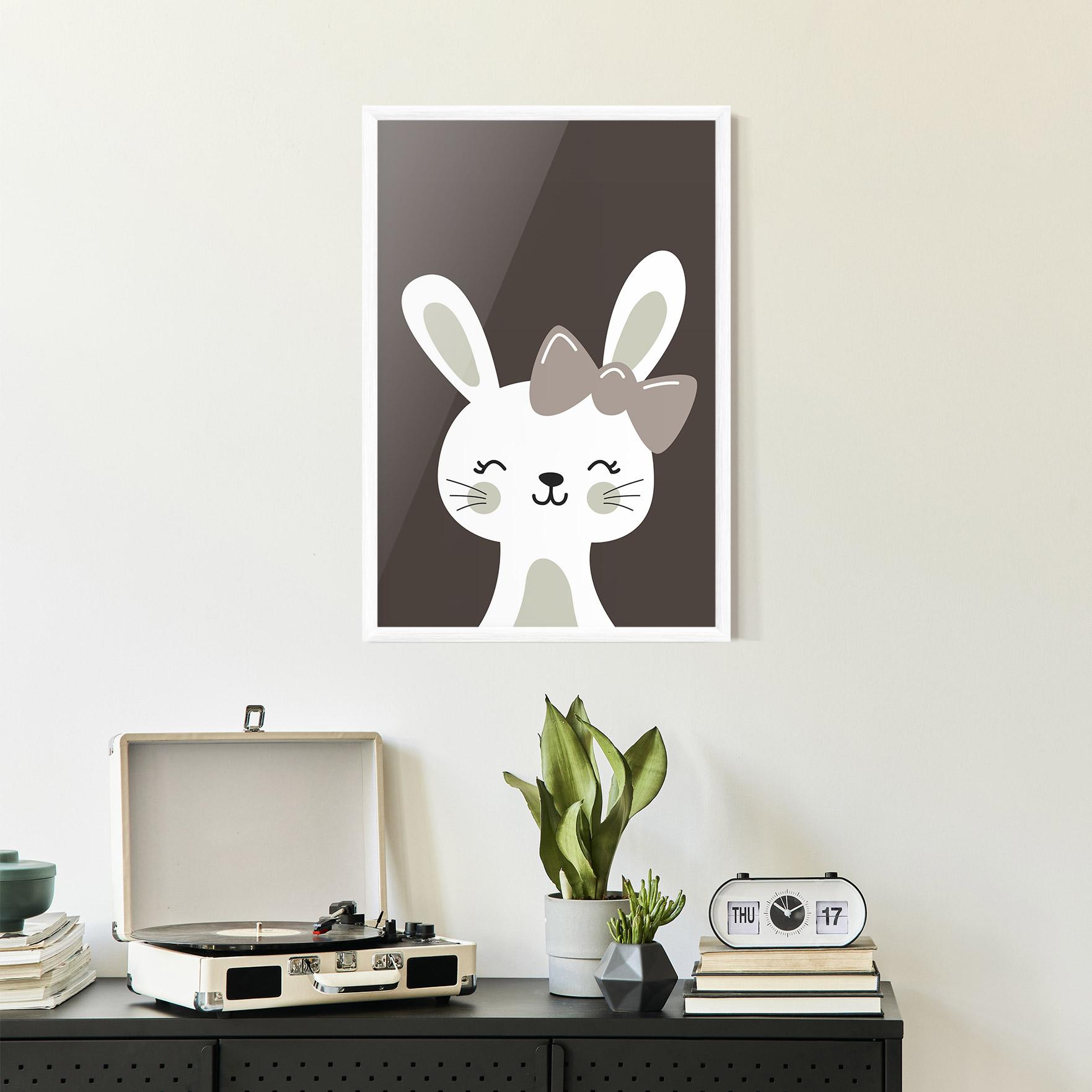 Poster Înrămat Cream Bow Bunny mockup 2