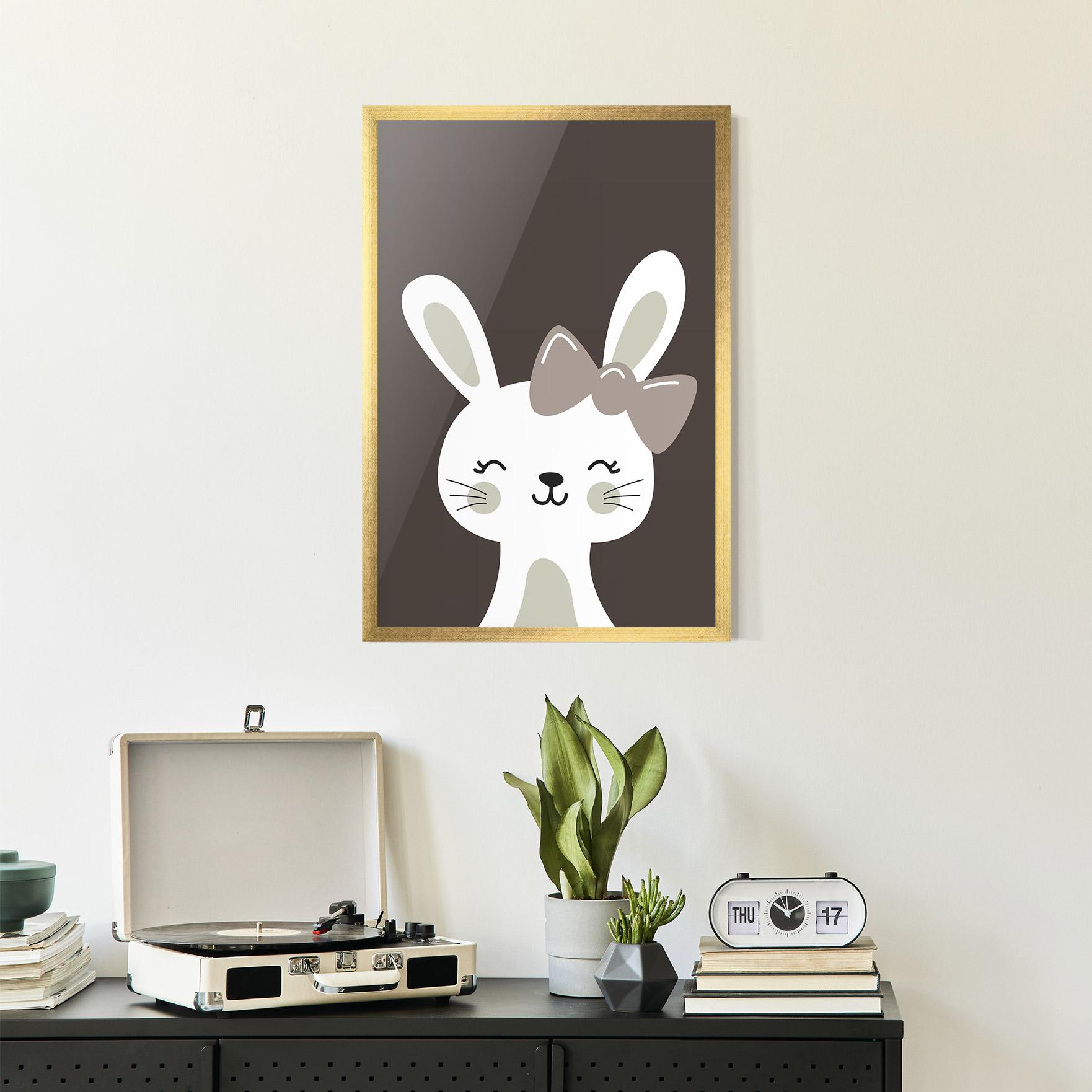 Poster Înrămat Cream Bow Bunny mockup 2