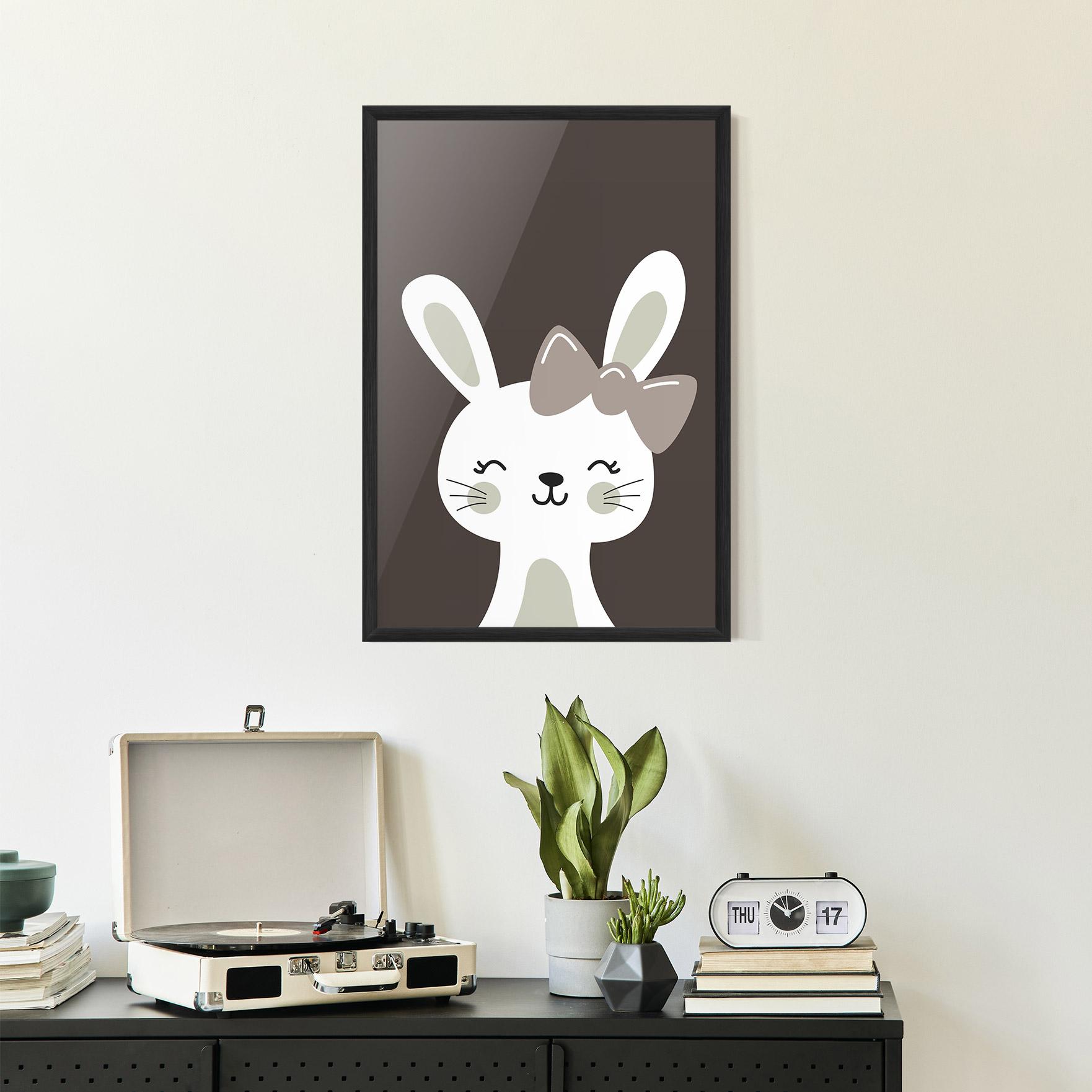 Poster Înrămat Cream Bow Bunny mockup 2