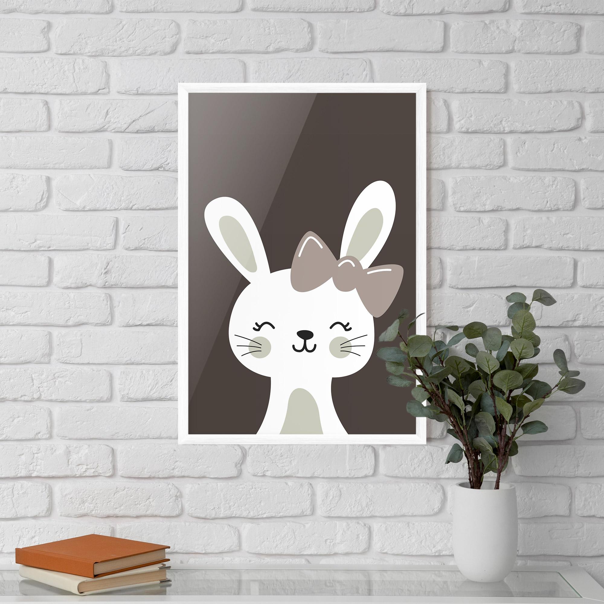 Poster Înrămat Cream Bow Bunny mockup 5
