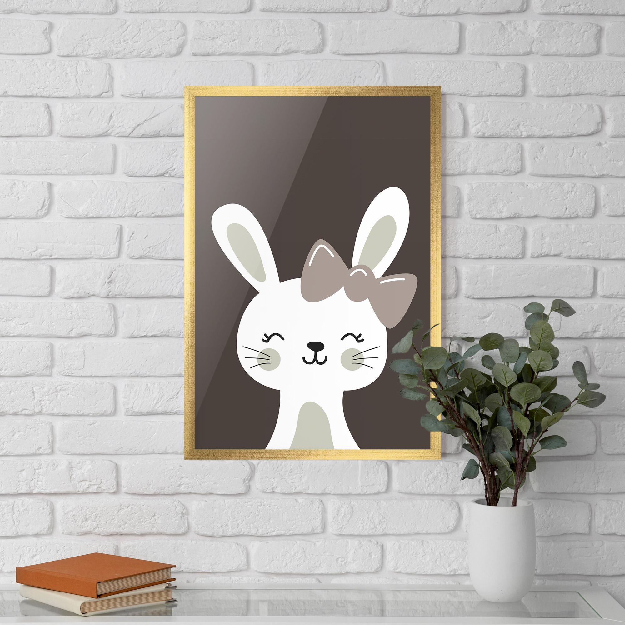 Poster Înrămat Cream Bow Bunny mockup 5