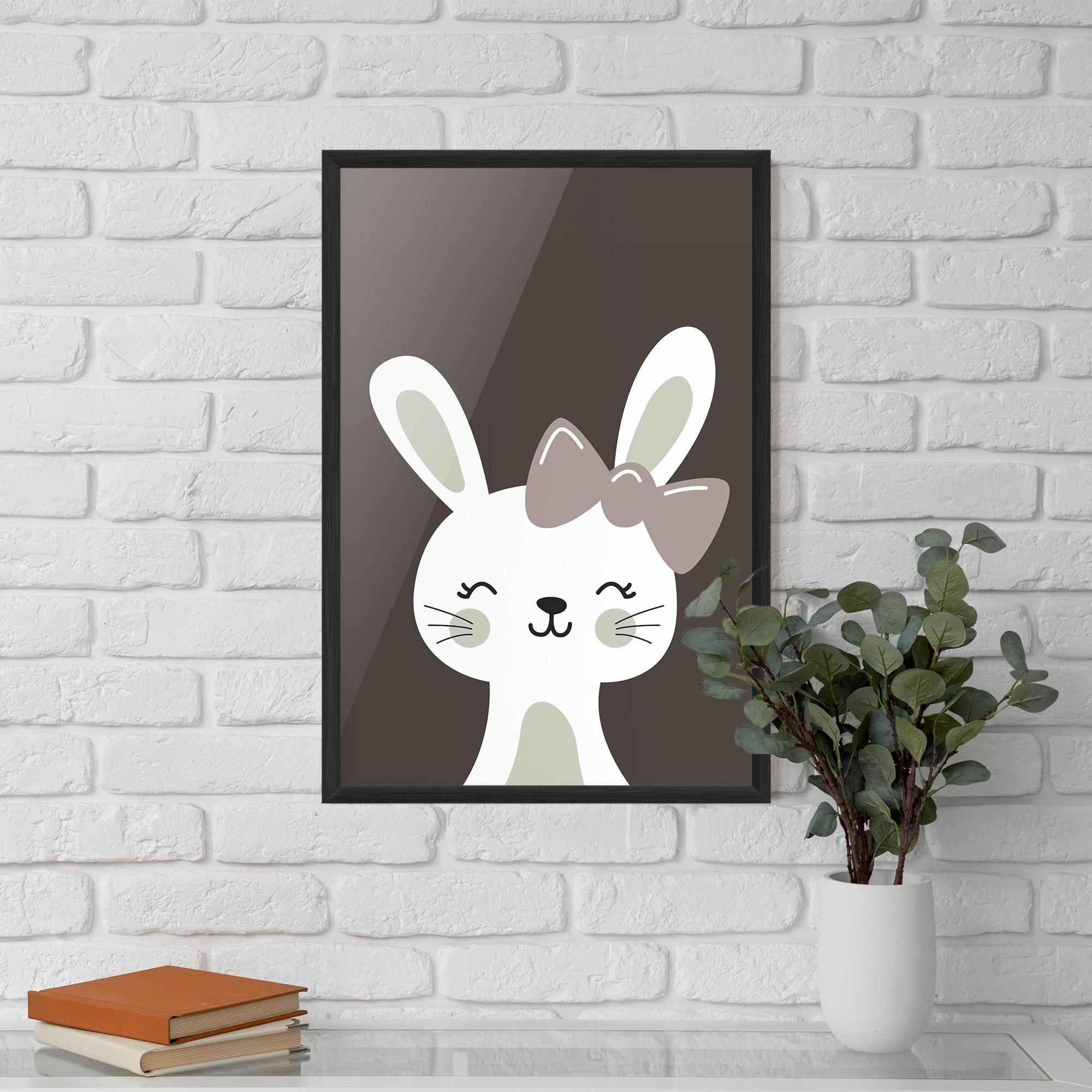 Poster Înrămat Cream Bow Bunny mockup 5