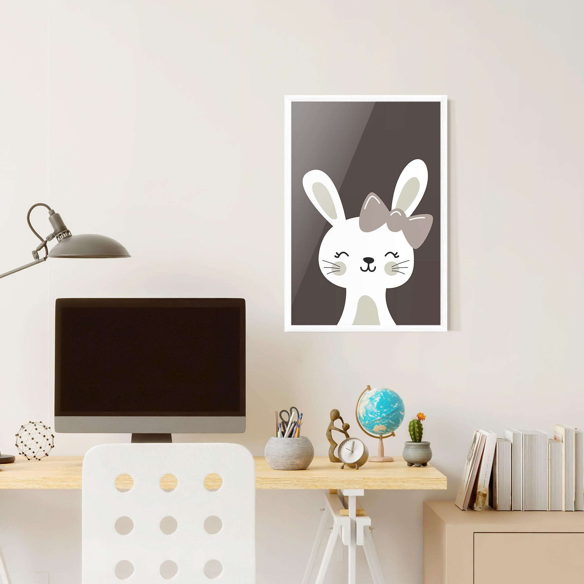 Poster Înrămat Cream Bow Bunny mockup 6