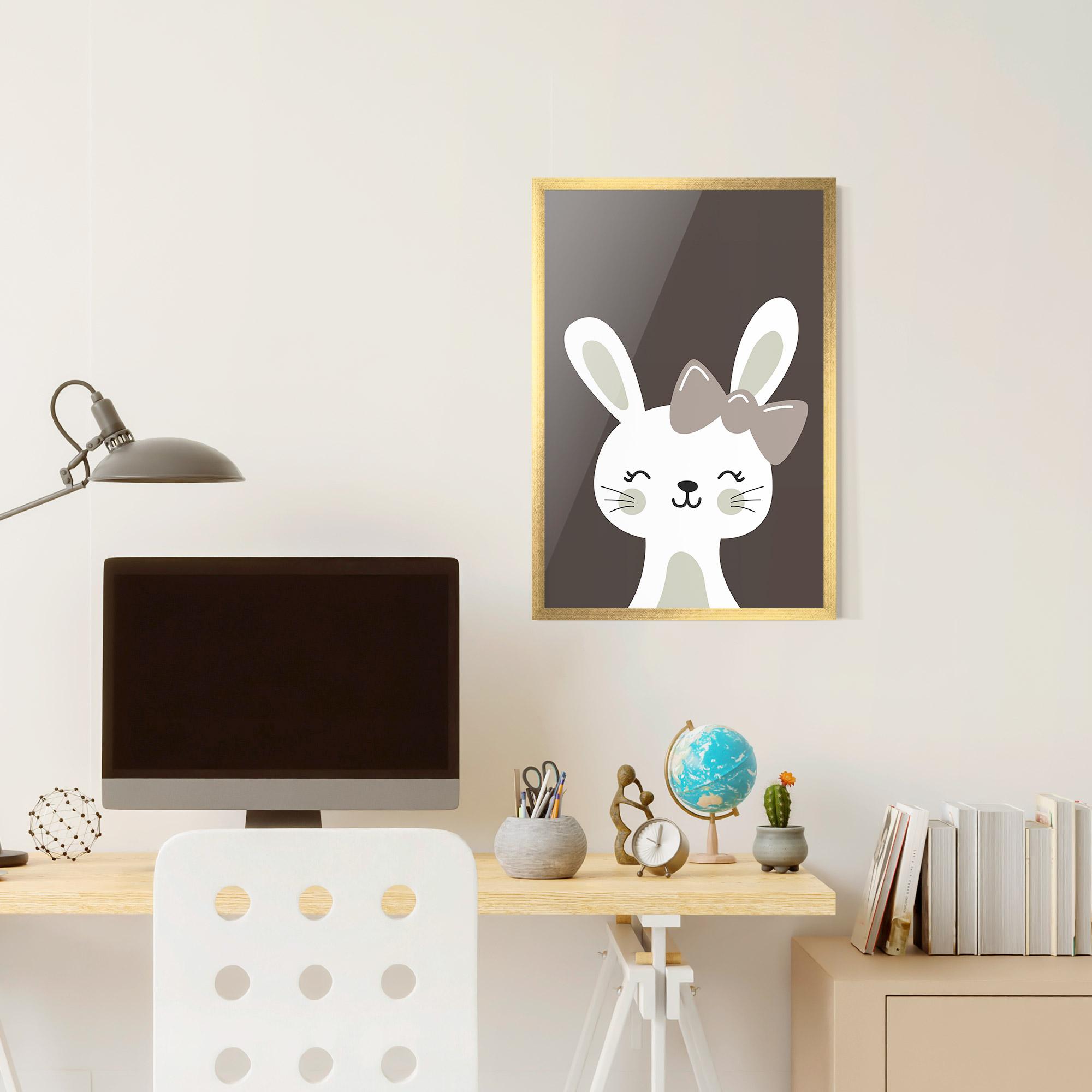 Poster Înrămat Cream Bow Bunny mockup 6
