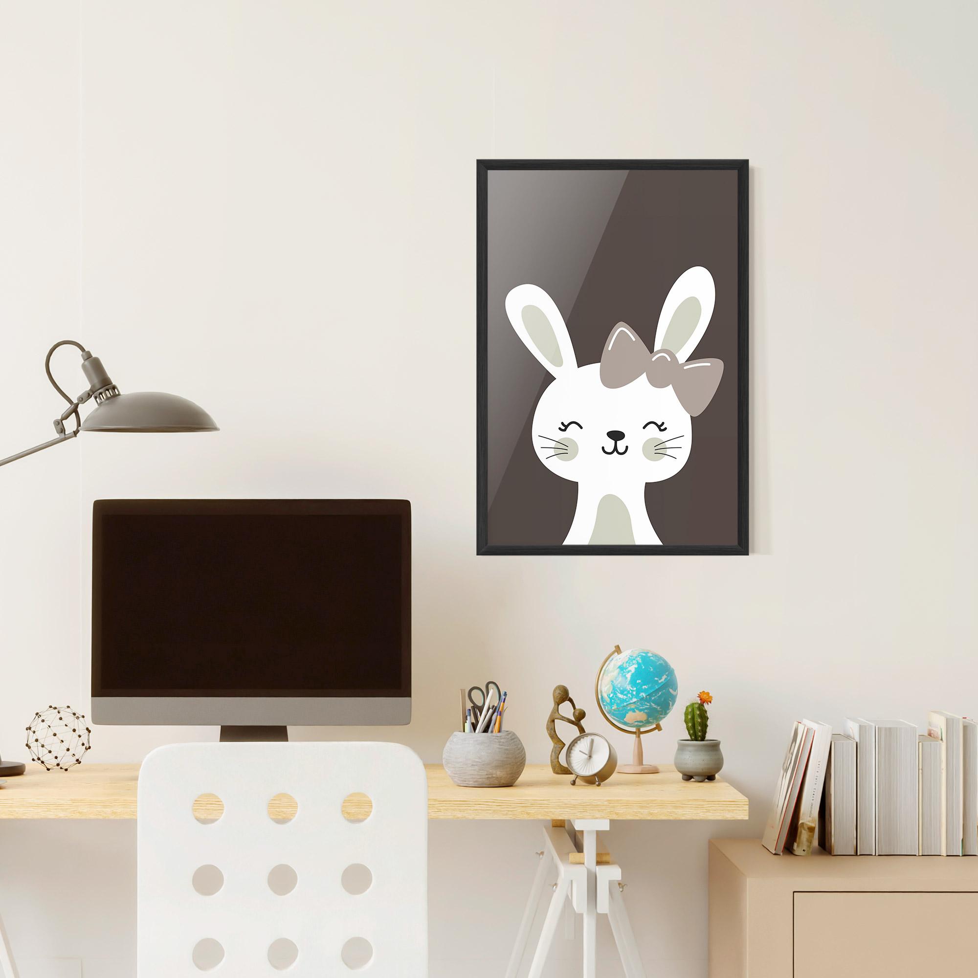 Poster Înrămat Cream Bow Bunny mockup 6