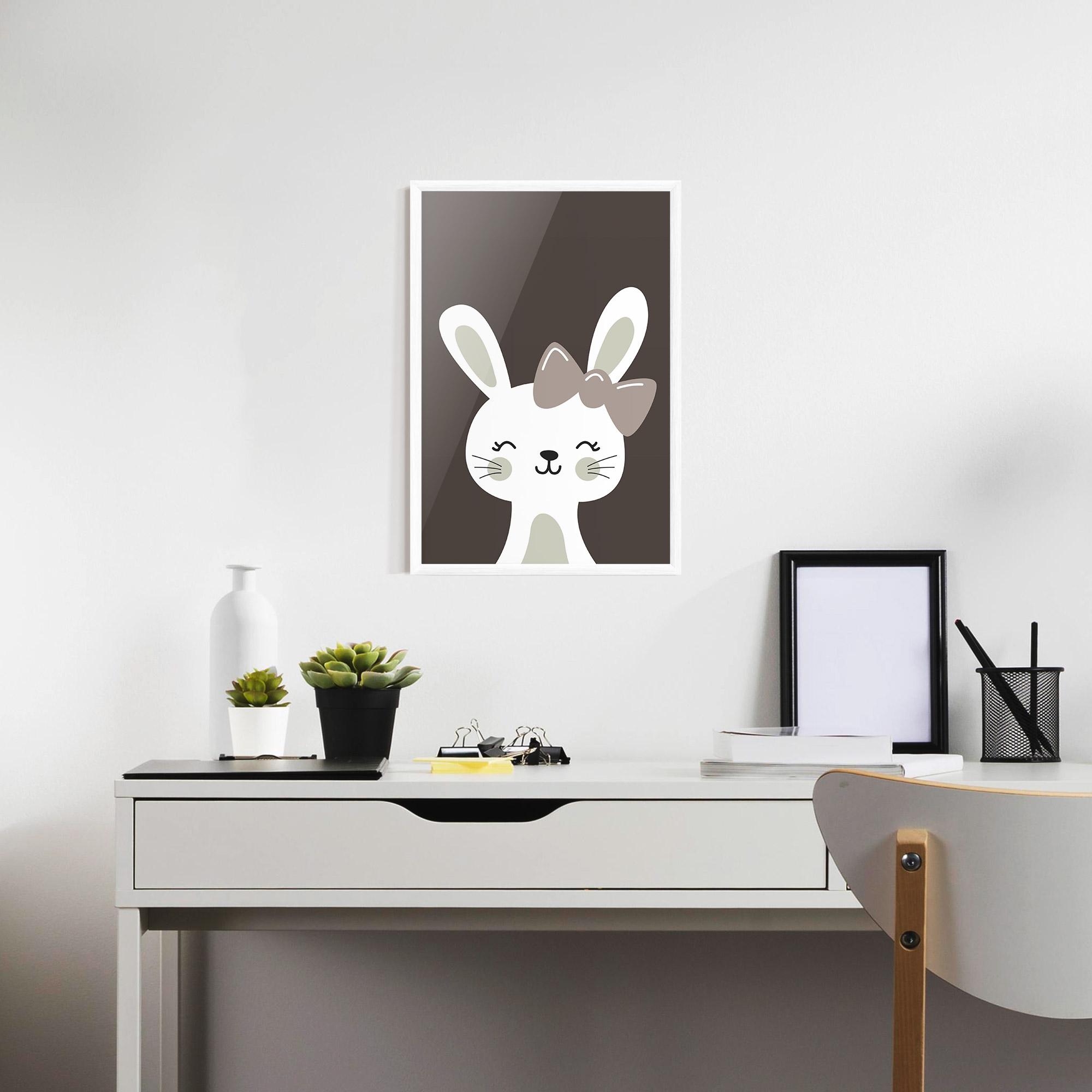Poster Înrămat Cream Bow Bunny mockup 7