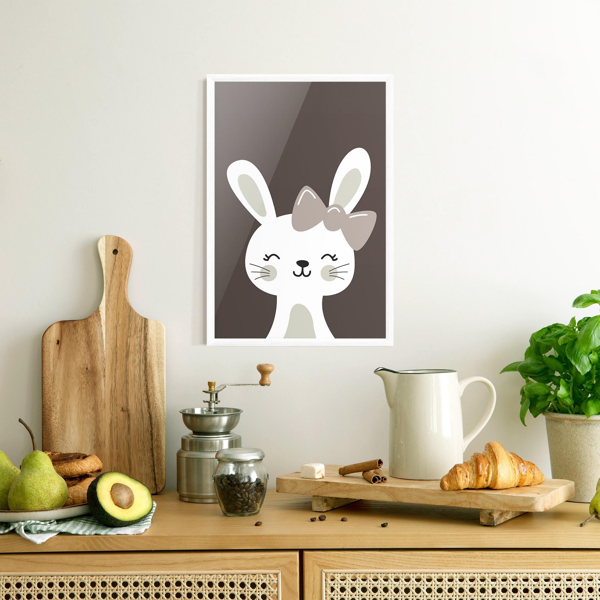Poster Înrămat Cream Bow Bunny mockup 8