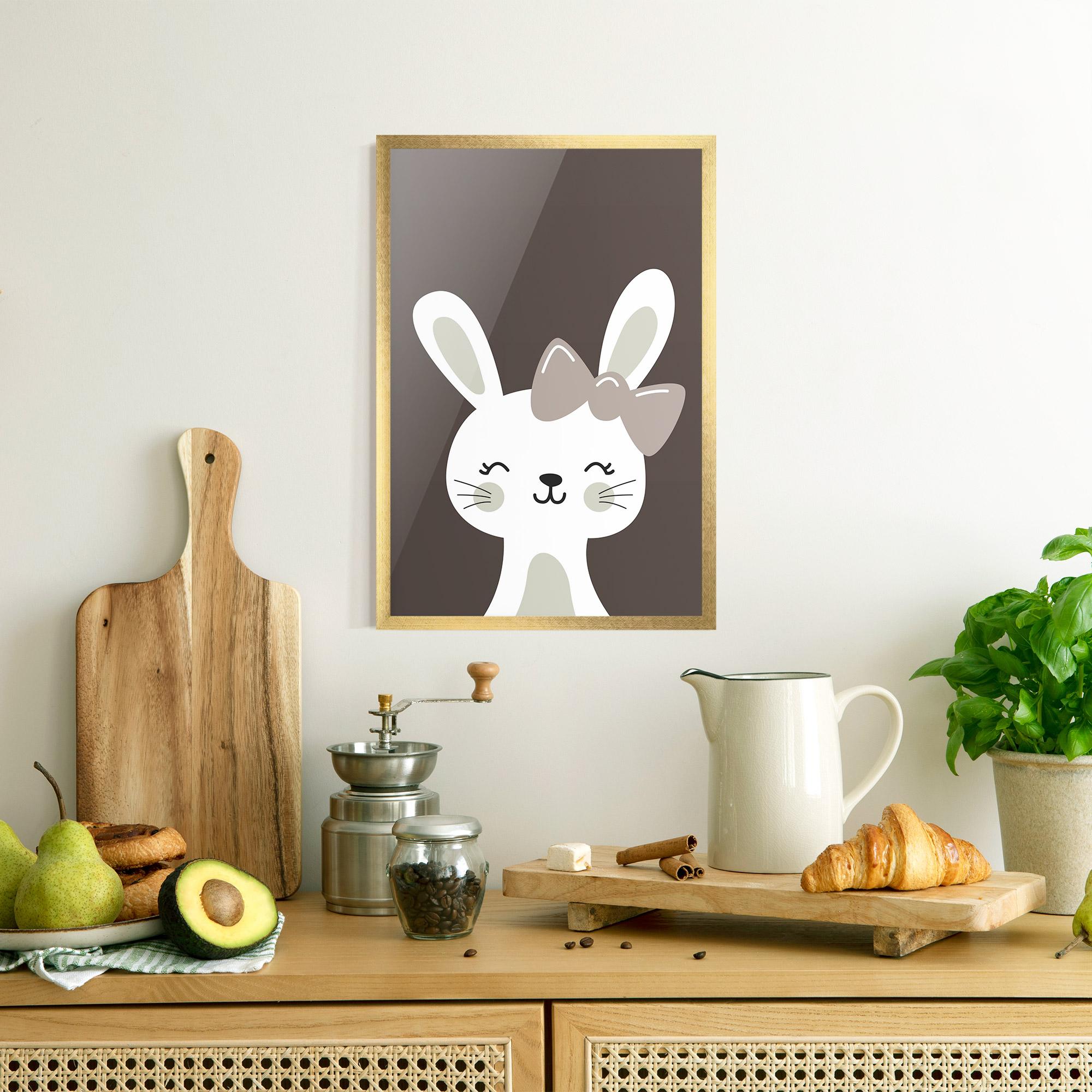 Poster Înrămat Cream Bow Bunny mockup 8