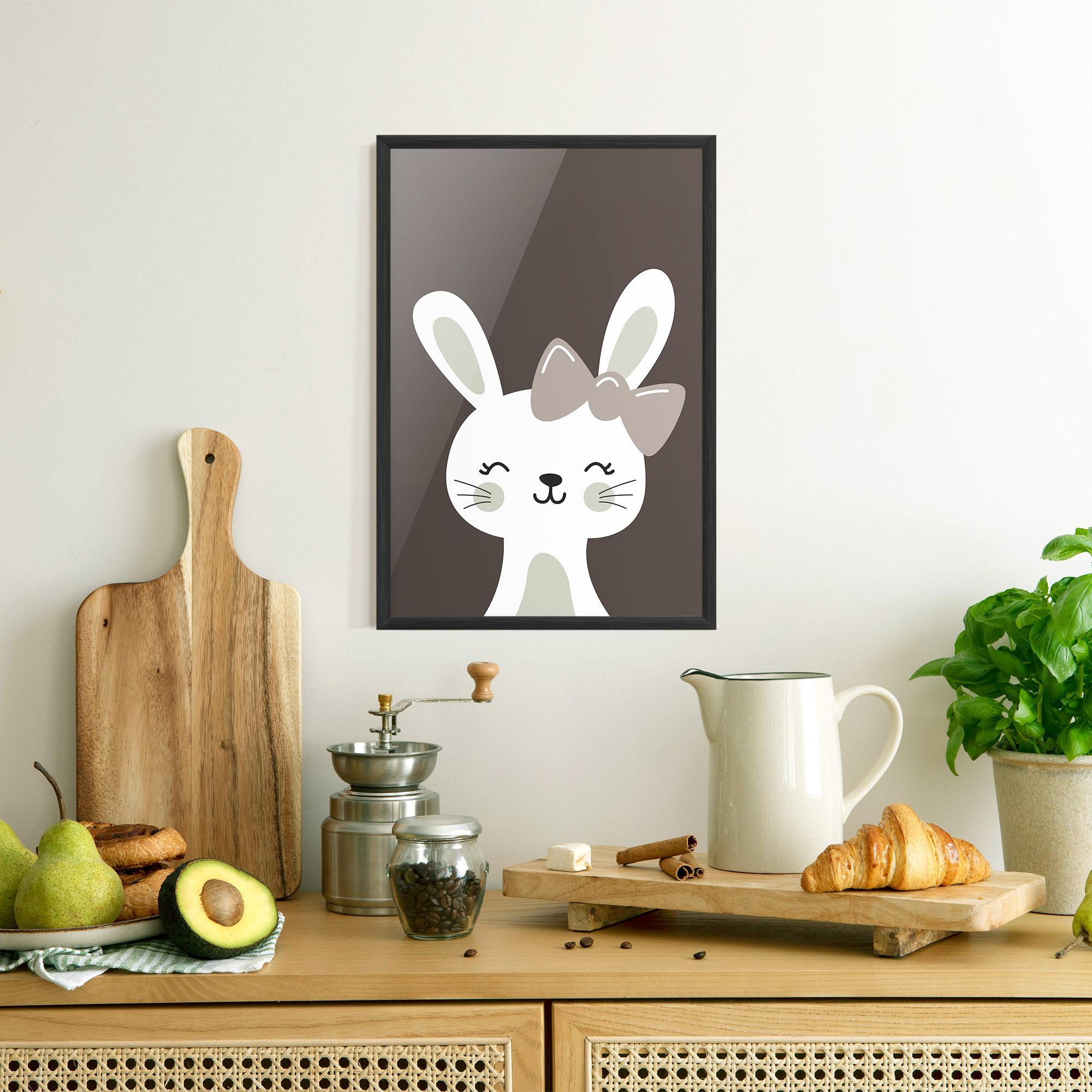 Poster Înrămat Cream Bow Bunny mockup 8