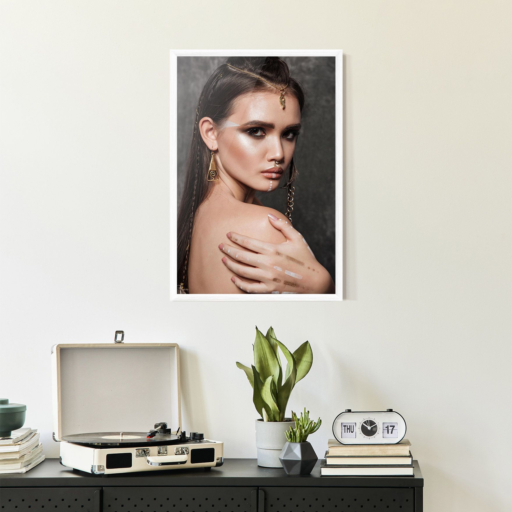 Gold Triangle Earring mockup 2