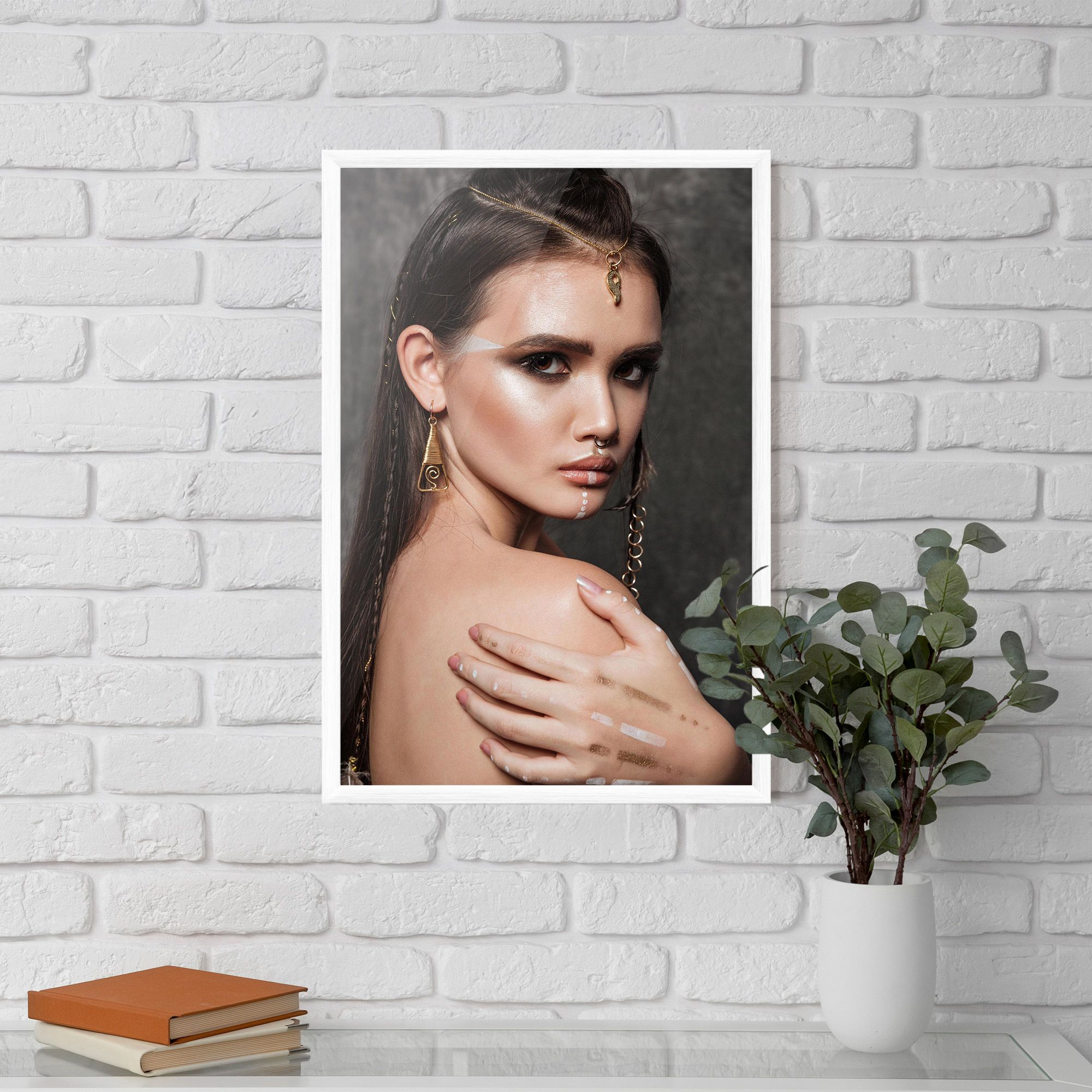 Gold Triangle Earring mockup 5